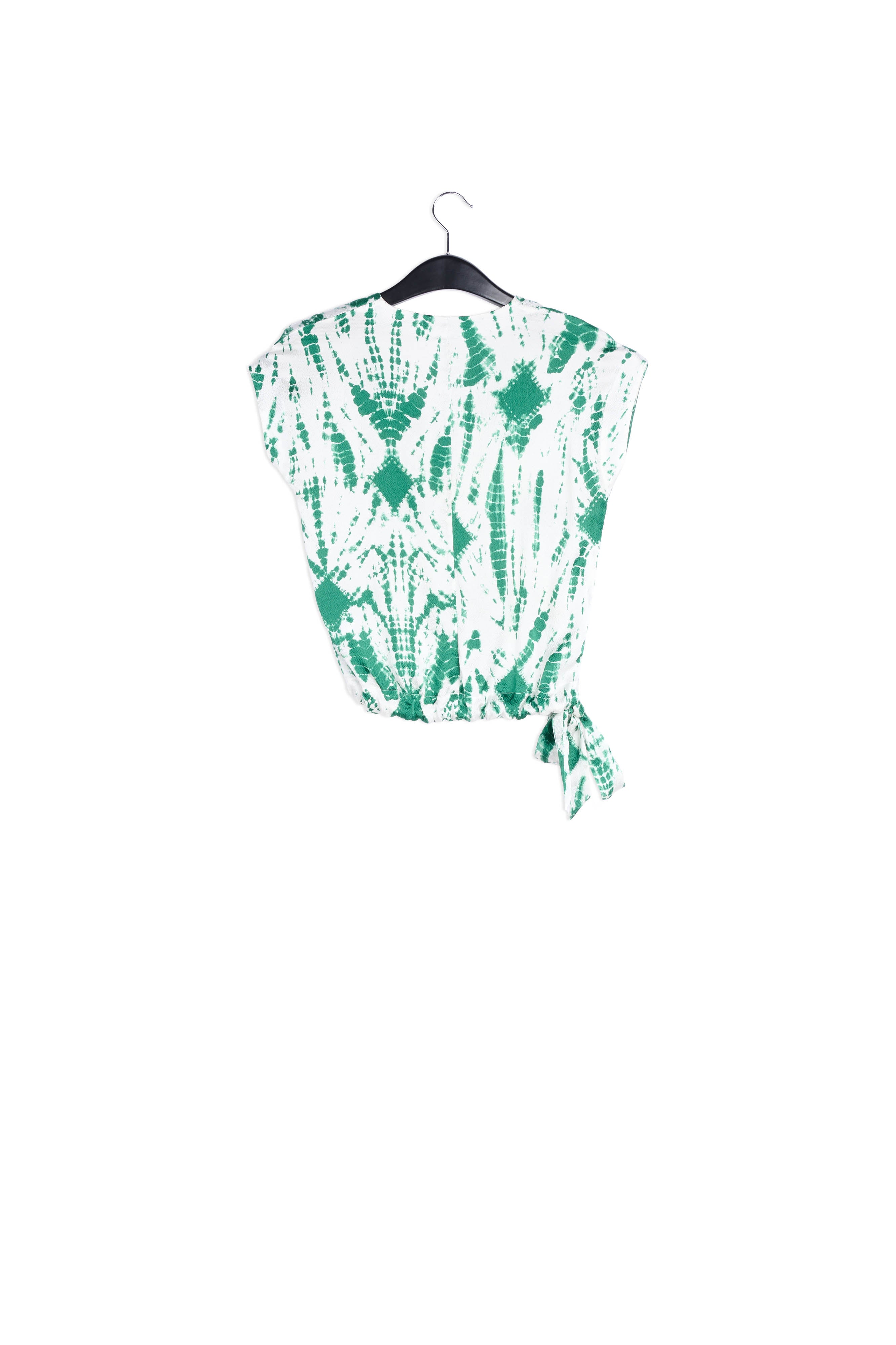 Off-white and green tie-dyed silk top RE—SSENTIEL | Essentiel second hand