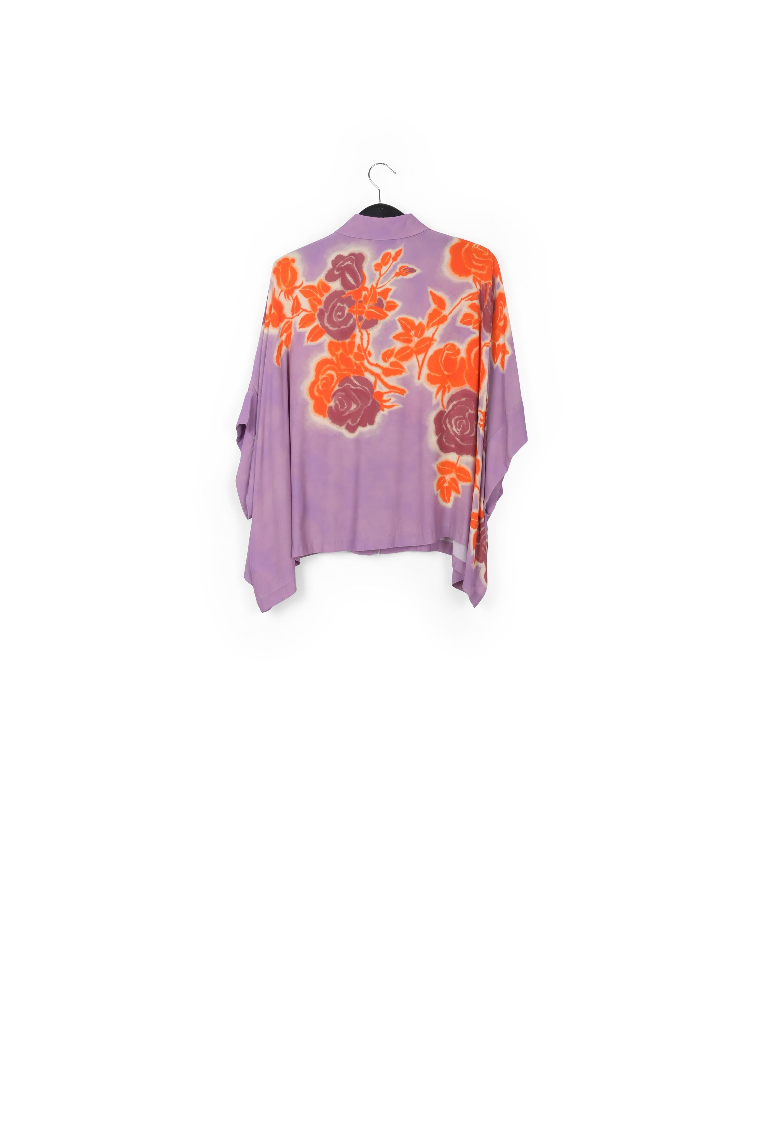 Lilac, orange and purple oversized shirt with floral print RE—SSENTIEL | Essentiel second hand