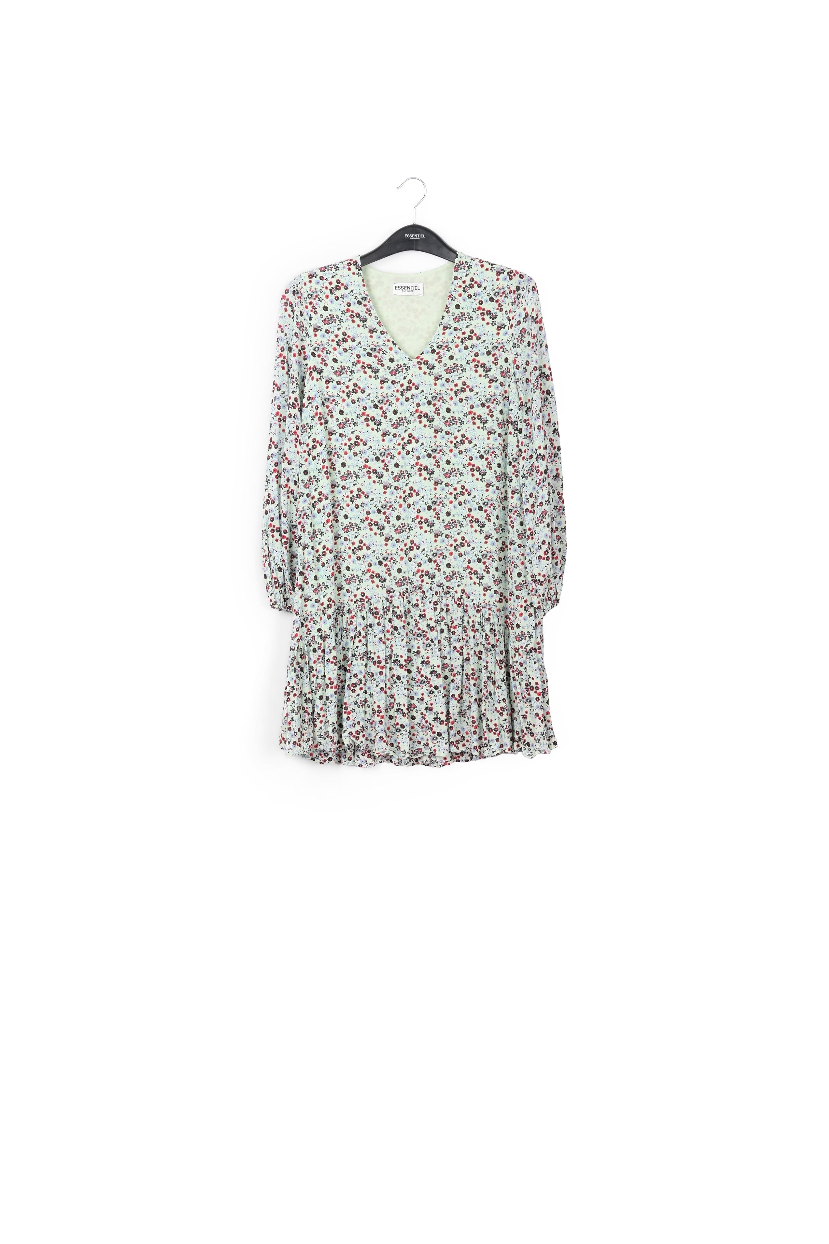 Mint green floral-print wrap mini dress RE—SSENTIEL | Essentiel second hand