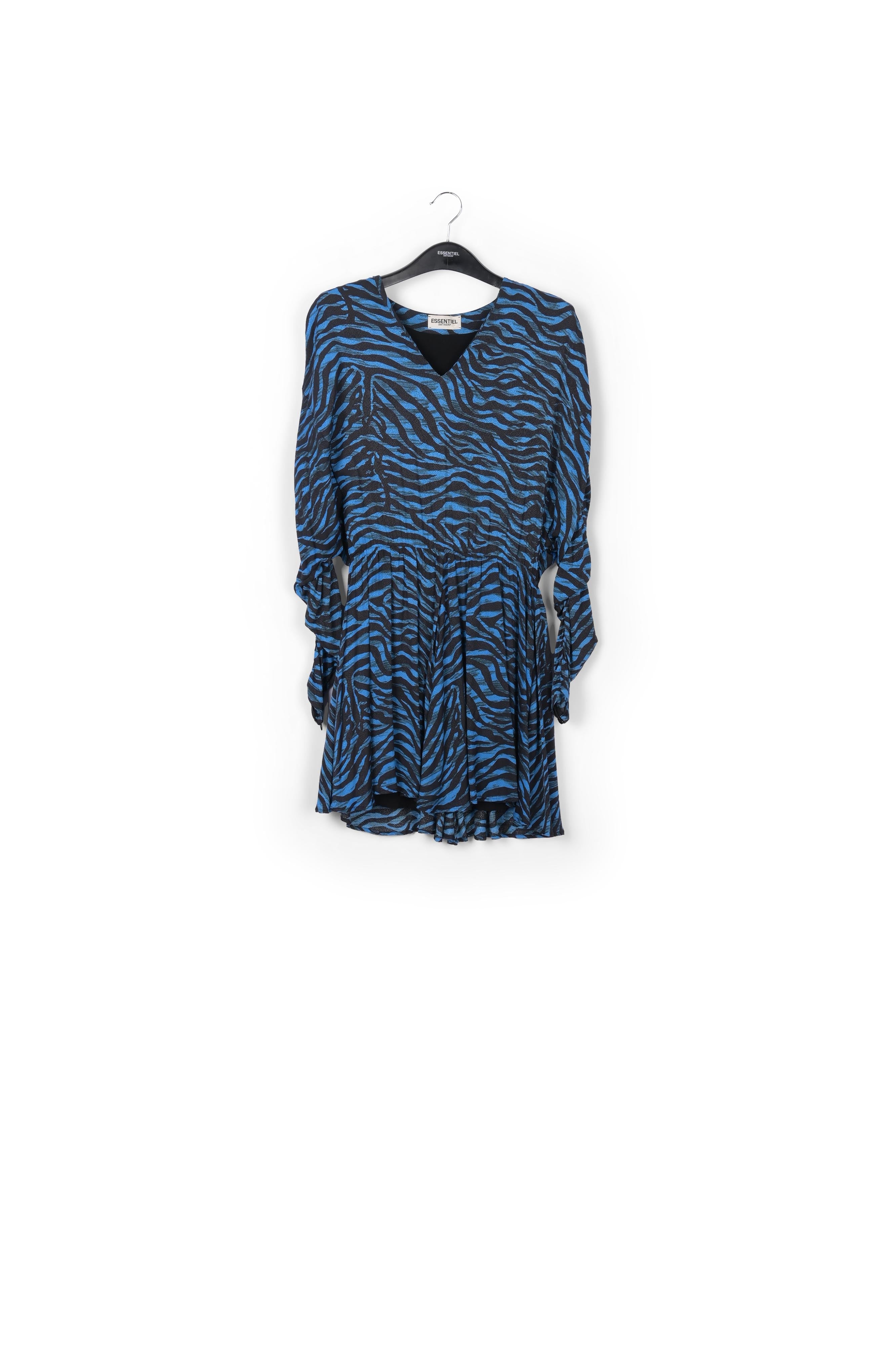 Mini-robe volumineuse zébrée turquoise et noir RE—SSENTIEL | Essentiel second hand