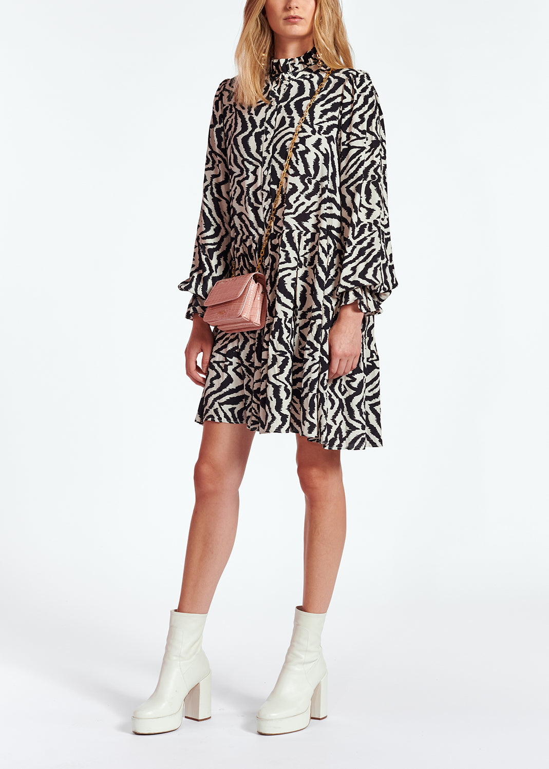 Mini robe trapèze aux imprimés léopard et pois RE—SSENTIEL | Essentiel second hand