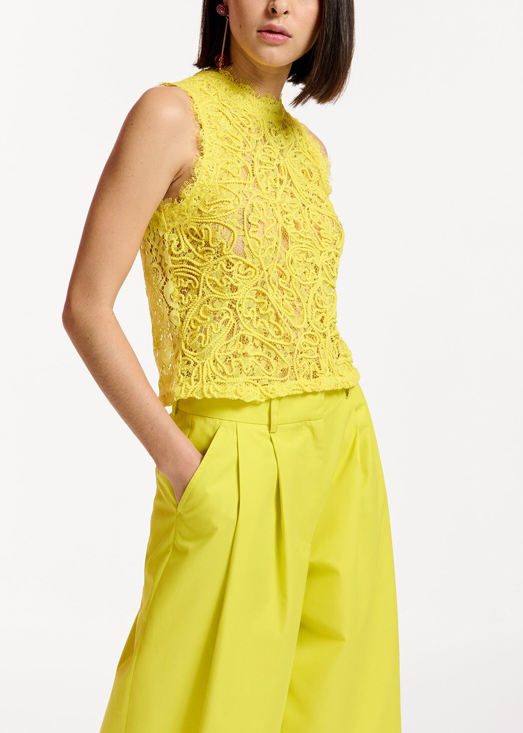 Yellow embroidered lace top RE—SSENTIEL | Essentiel second hand