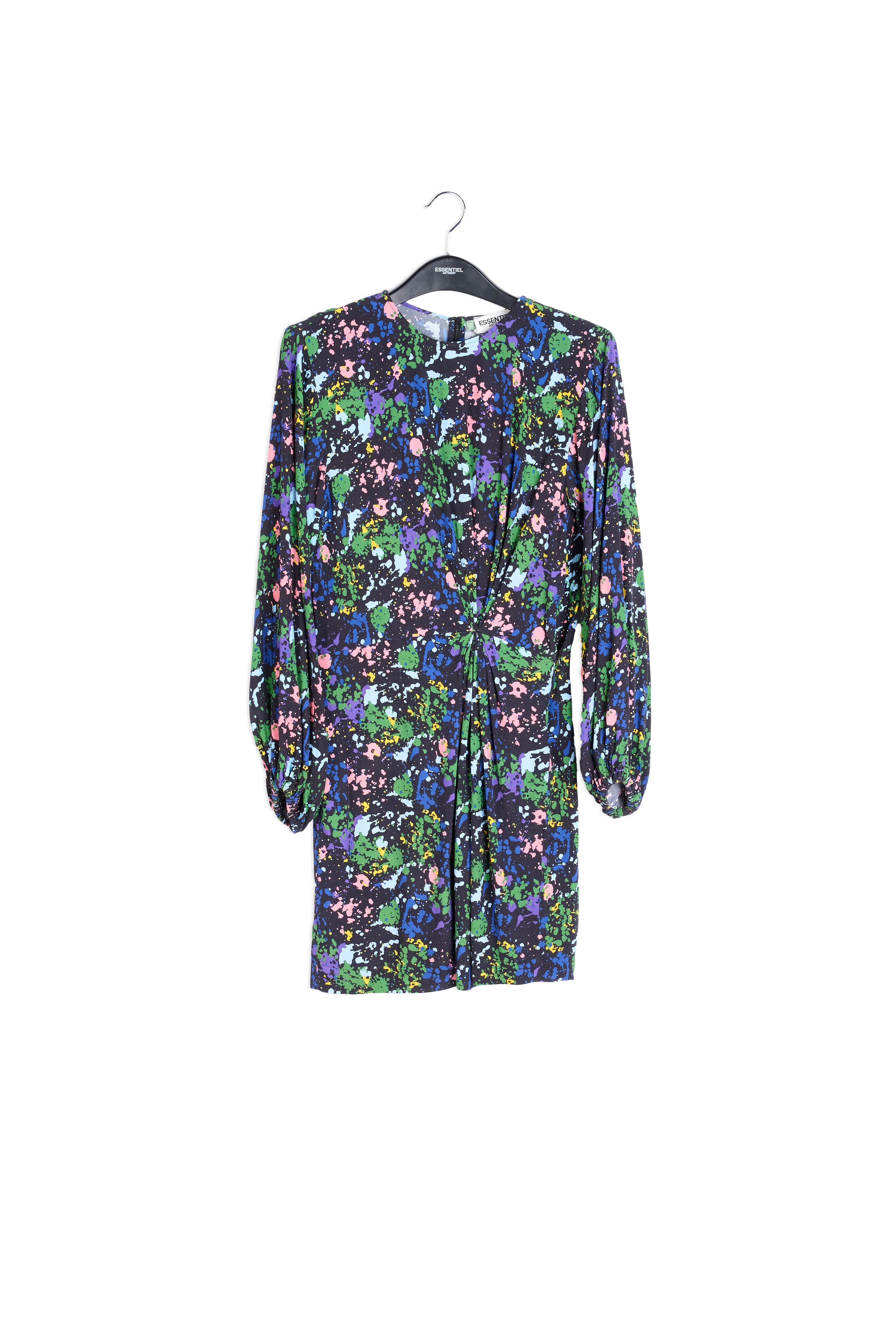 Black and blue floral print mini dress RE—SSENTIEL | Essentiel second hand