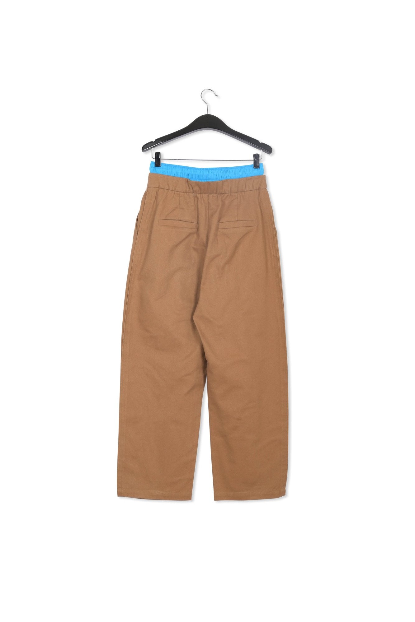 Bruine en blauwe broek met dubbele tailleband RE—SSENTIEL | Essentiel second hand