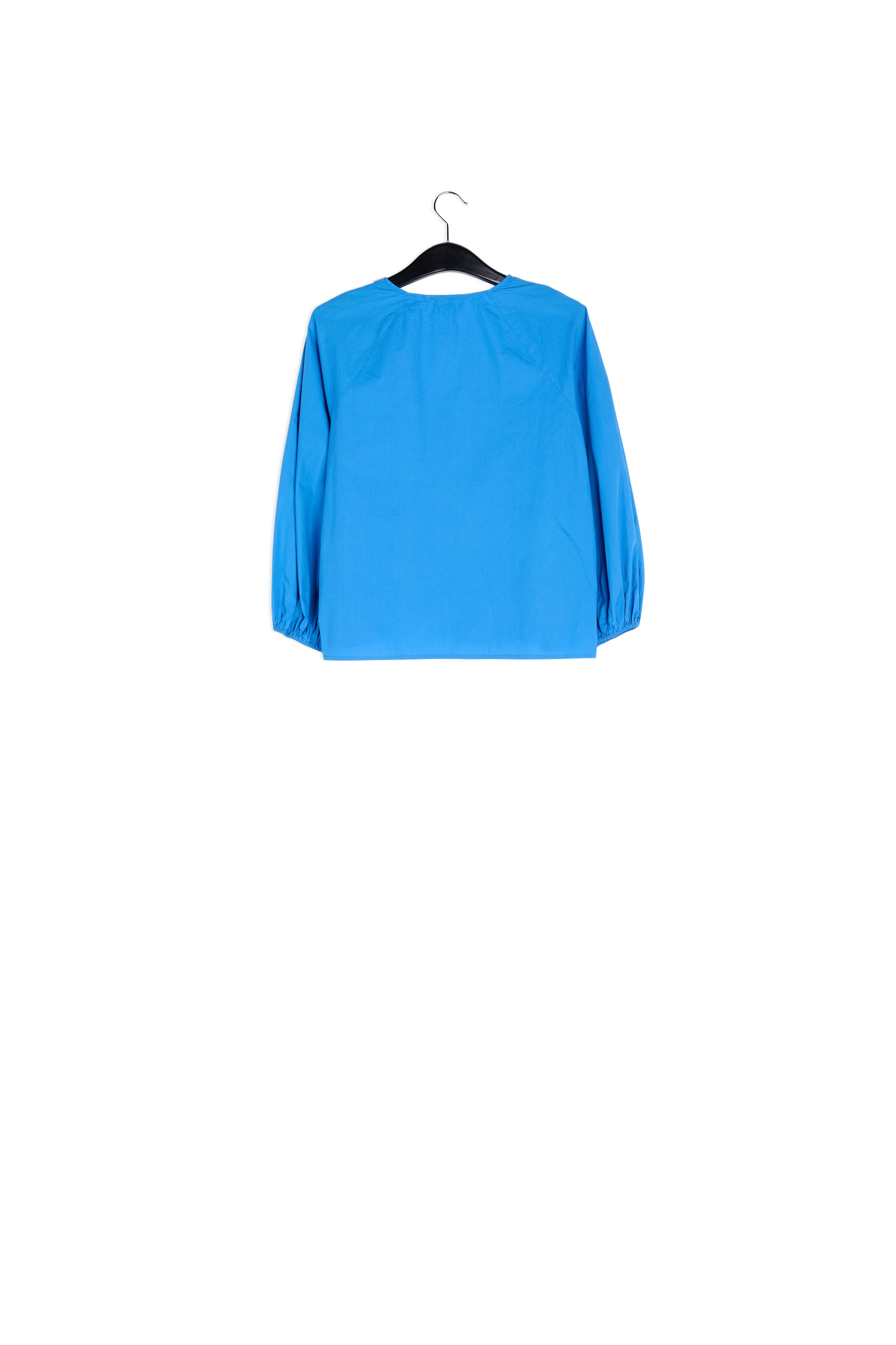 Blue V-neck top with puffed sleeves RE—SSENTIEL | Essentiel second hand