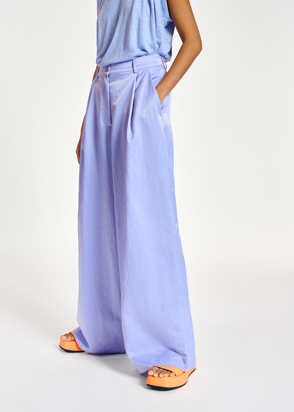 Blue wide-leg satin pants RE—SSENTIEL | Essentiel second hand