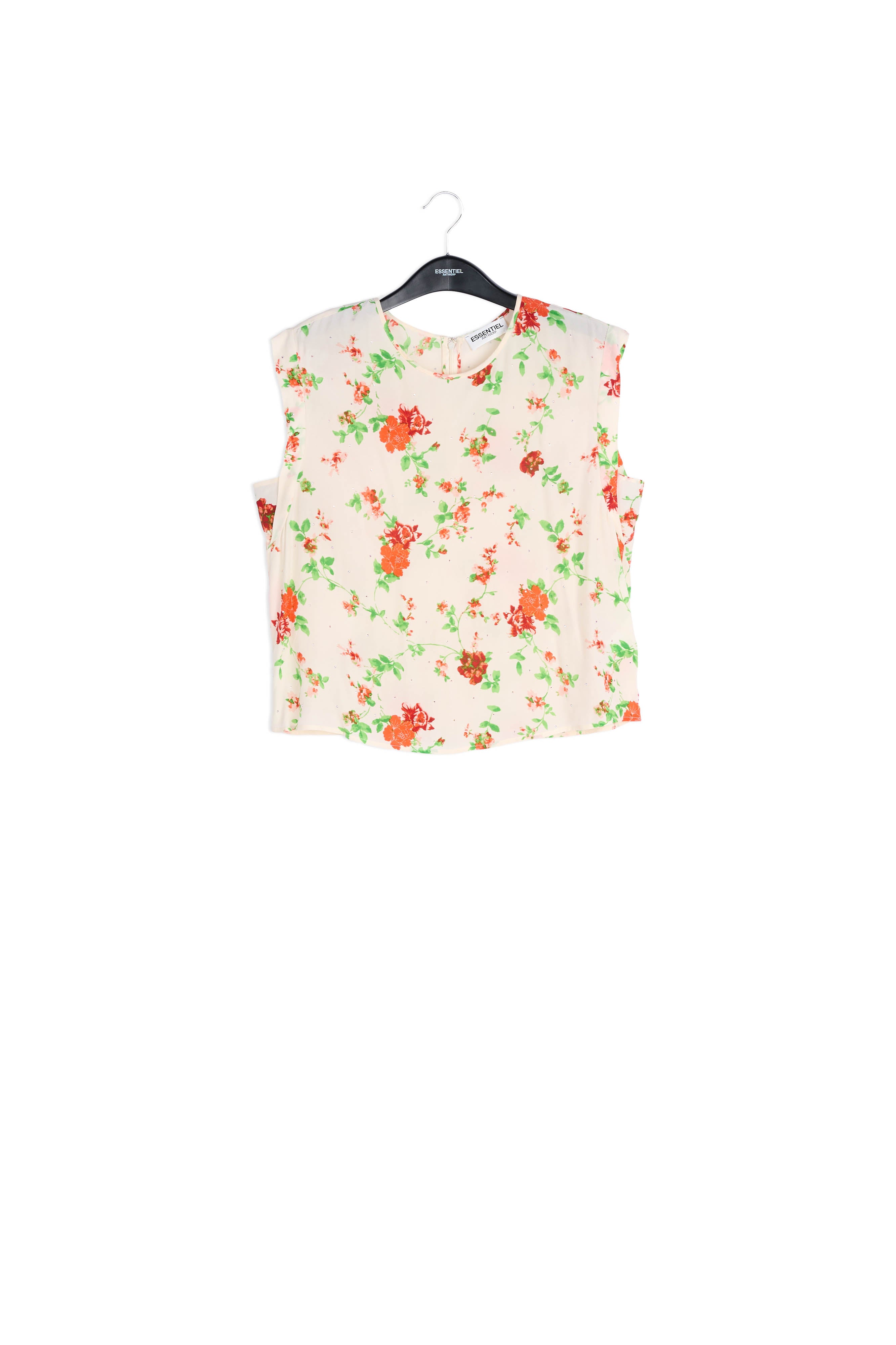 Off-white floral top with rhinestones RE—SSENTIEL | Essentiel second hand