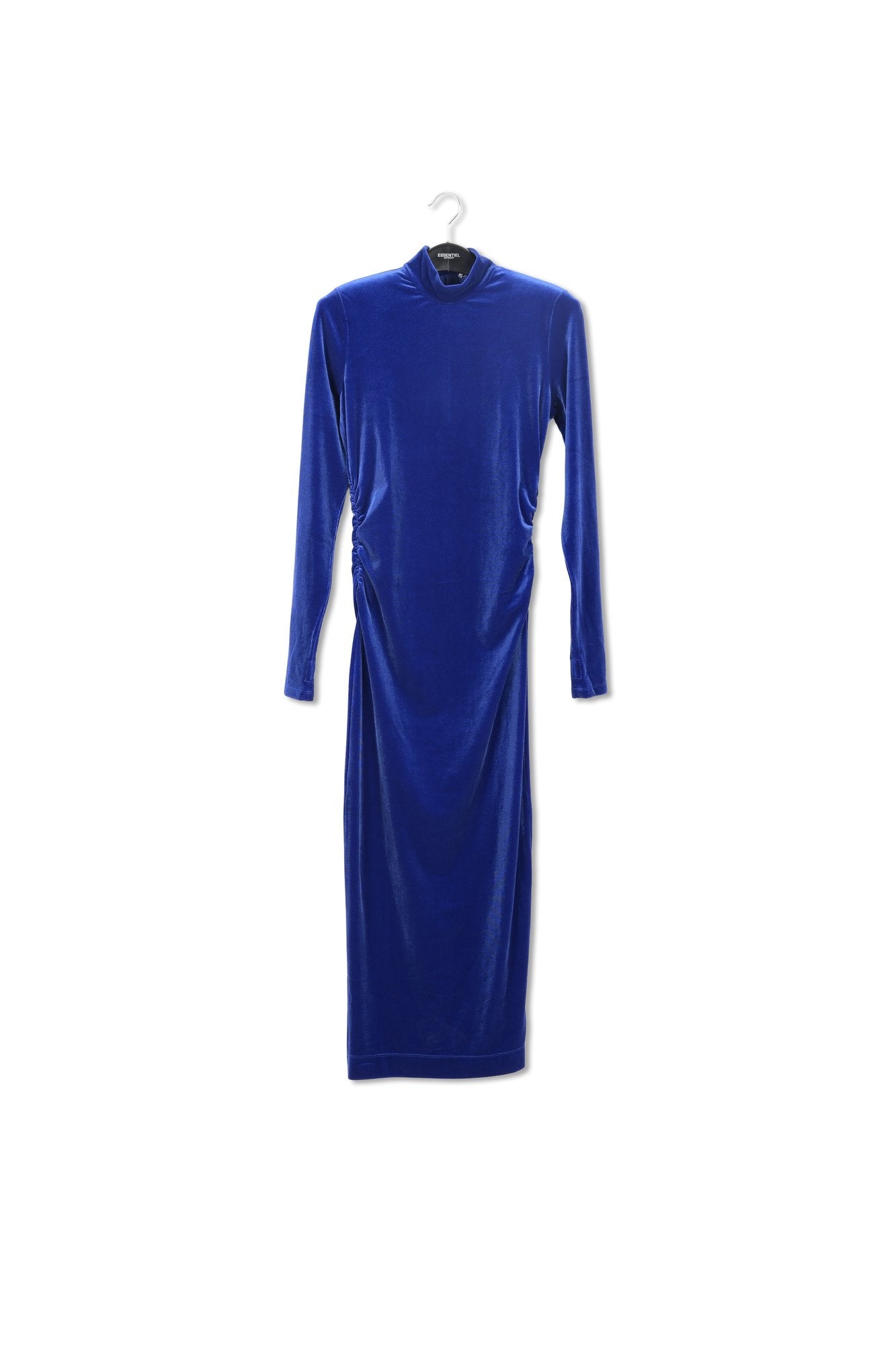 Blue stretch-velvet midi-length dress RE—SSENTIEL | Essentiel second hand