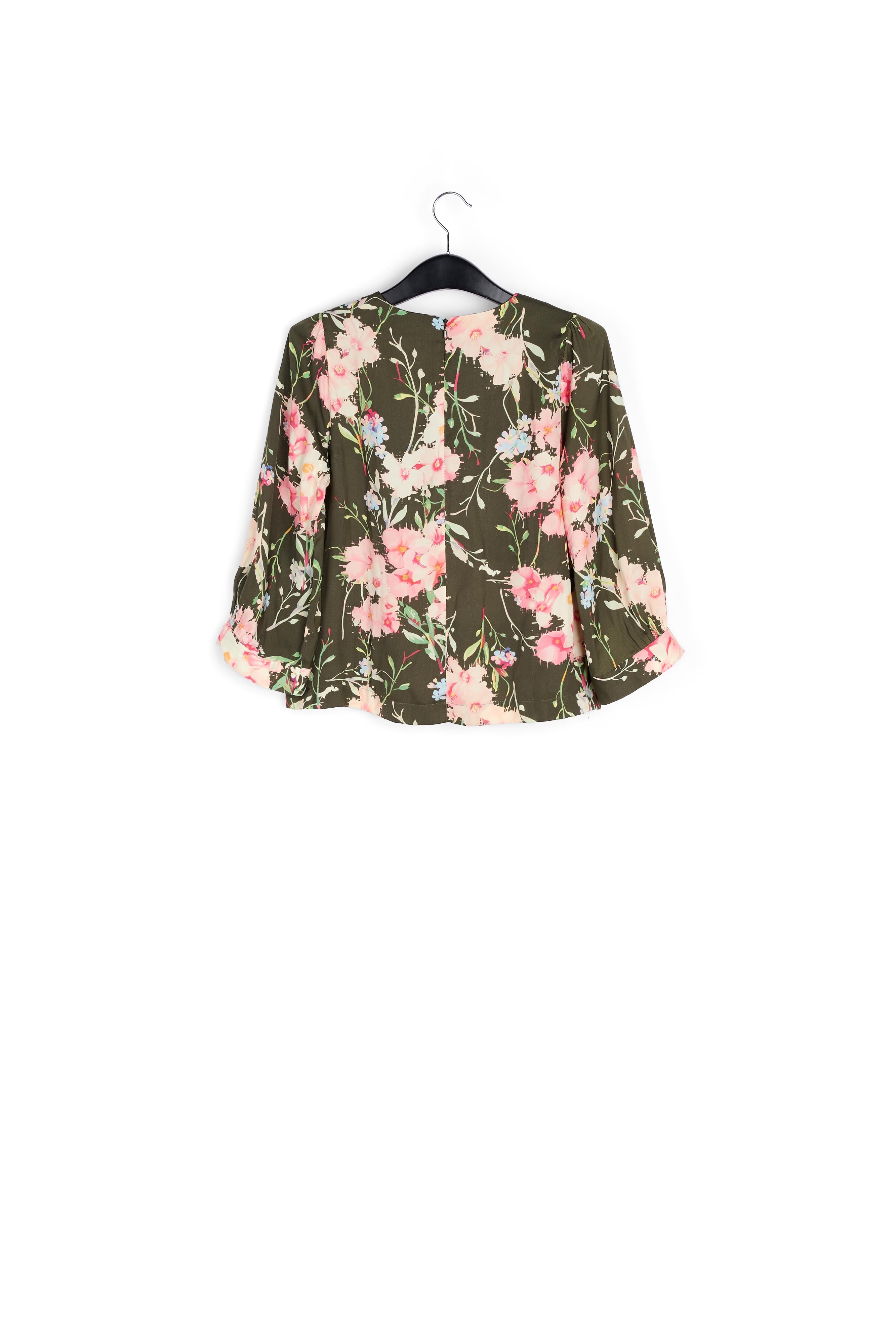 Pink floral top with puff sleeves RE—SSENTIEL | Essentiel second hand