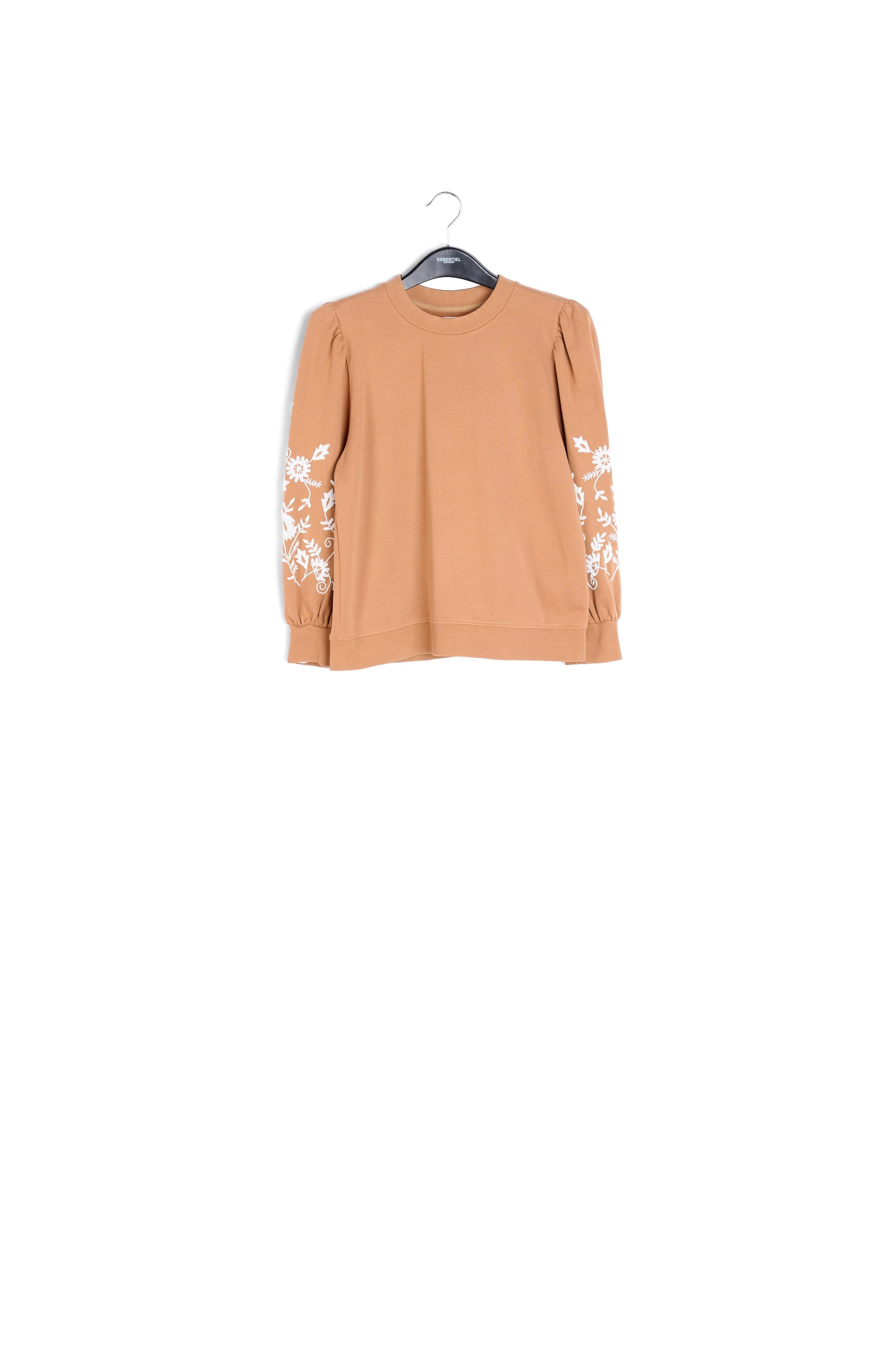 Vintage pink sweatshirt with pink floral beaded embroideries RE—SSENTIEL | Essentiel second hand