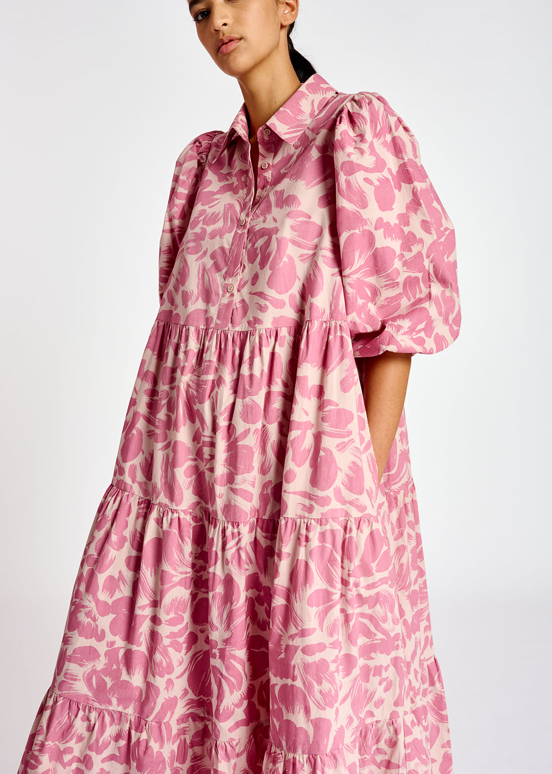 Lilac and light pink floral-print maxi dress RE—SSENTIEL | Essentiel second hand