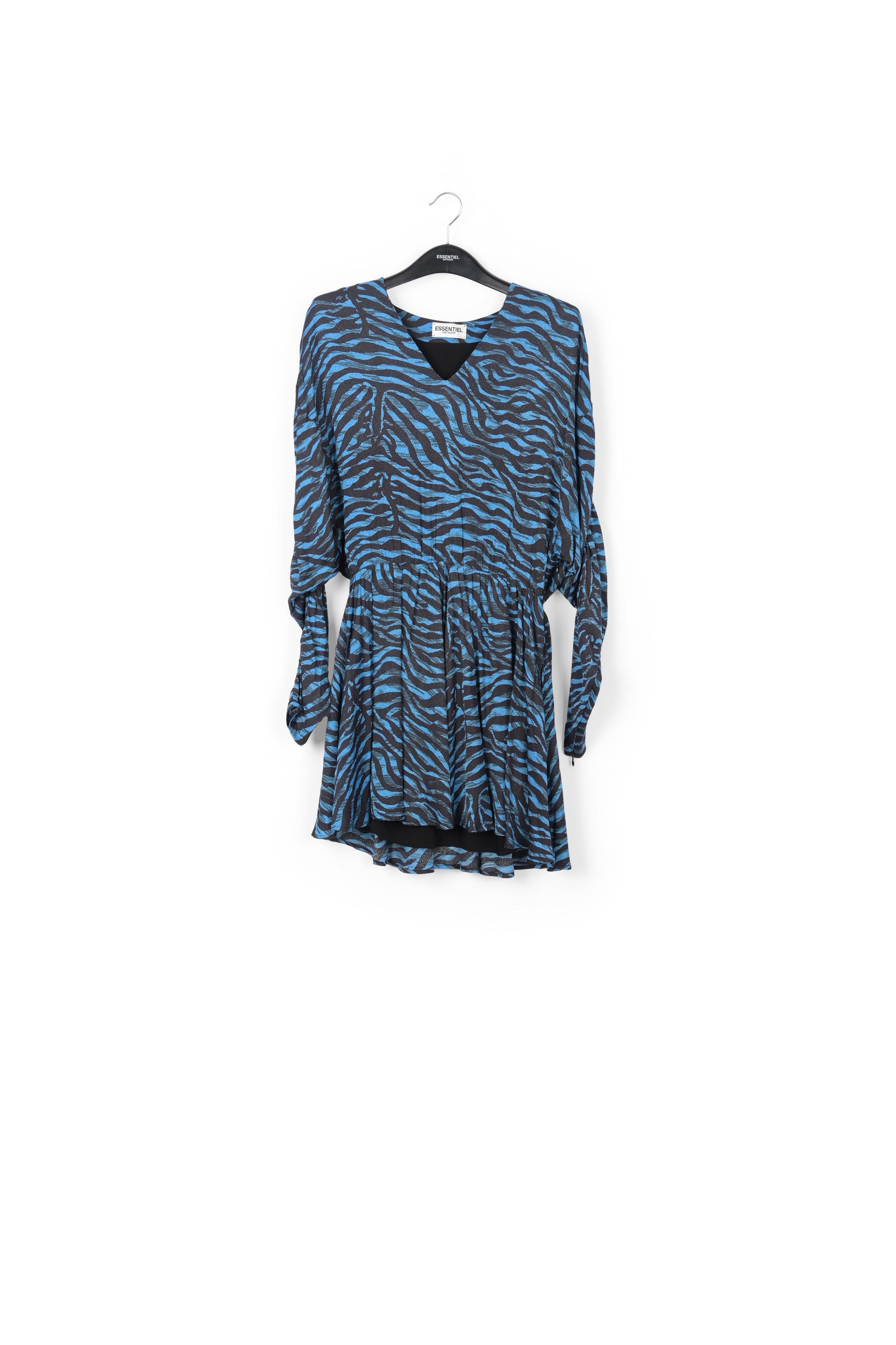 Mini-robe volumineuse zébrée turquoise et noir RE—SSENTIEL | Essentiel second hand