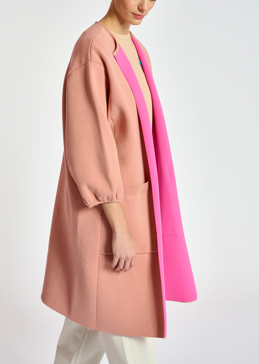 Vintage pink oversized knit coat RE—SSENTIEL | Essentiel second hand