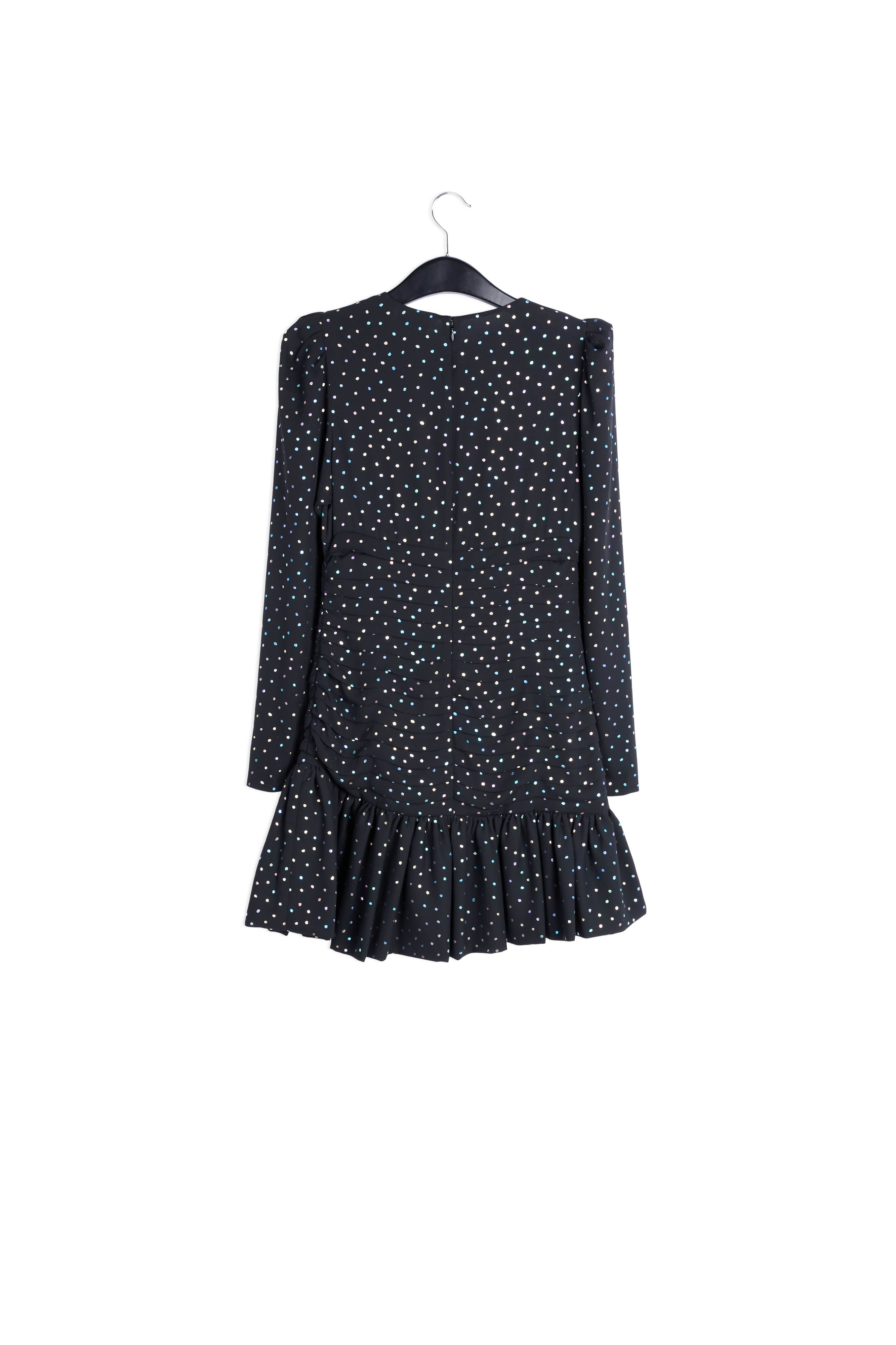 Mini robe noire à pois holographiques RE—SSENTIEL | Essentiel second hand