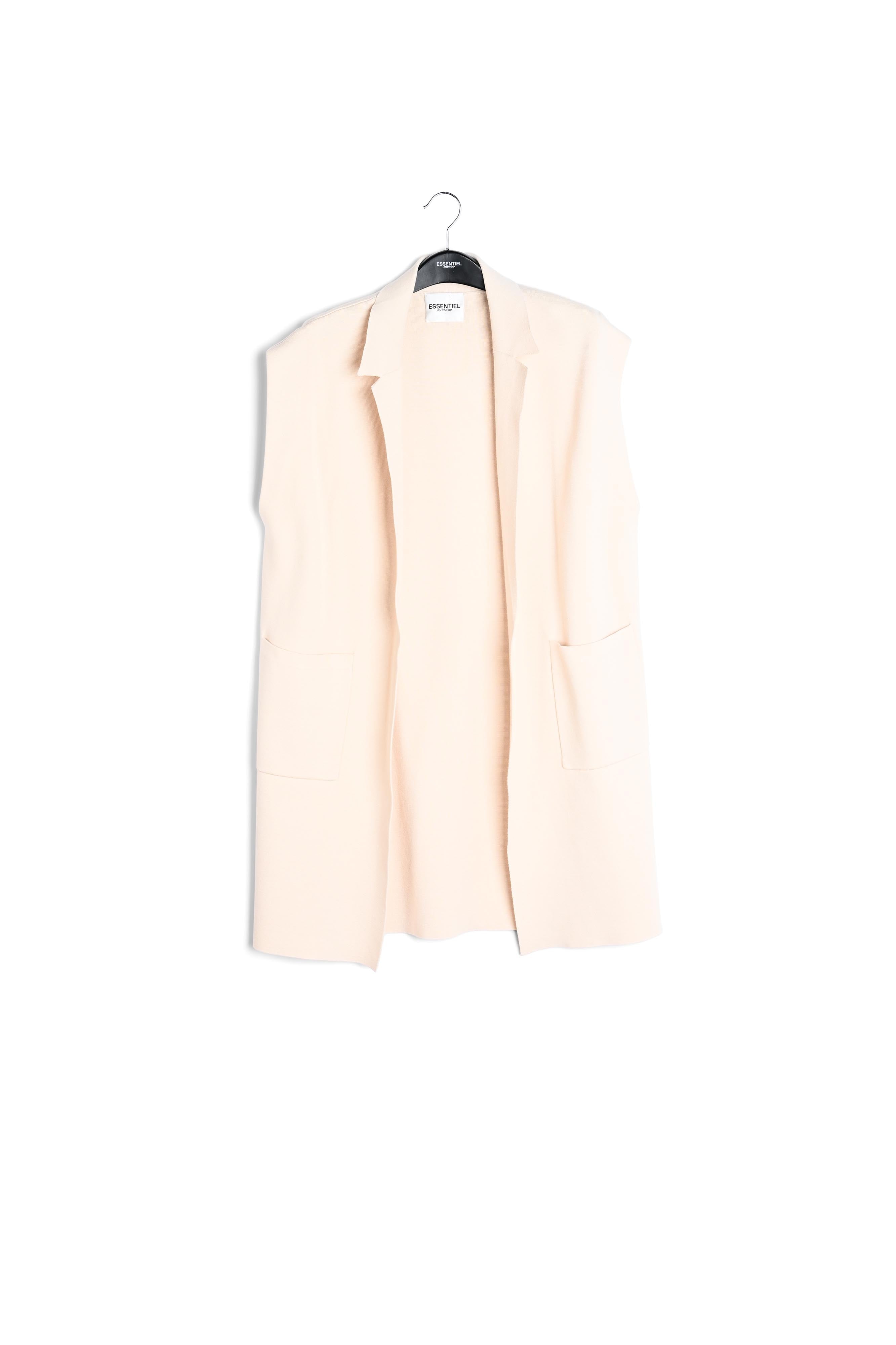 Off-white sleeveless midi-length cardigan RE—SSENTIEL | Essentiel second hand