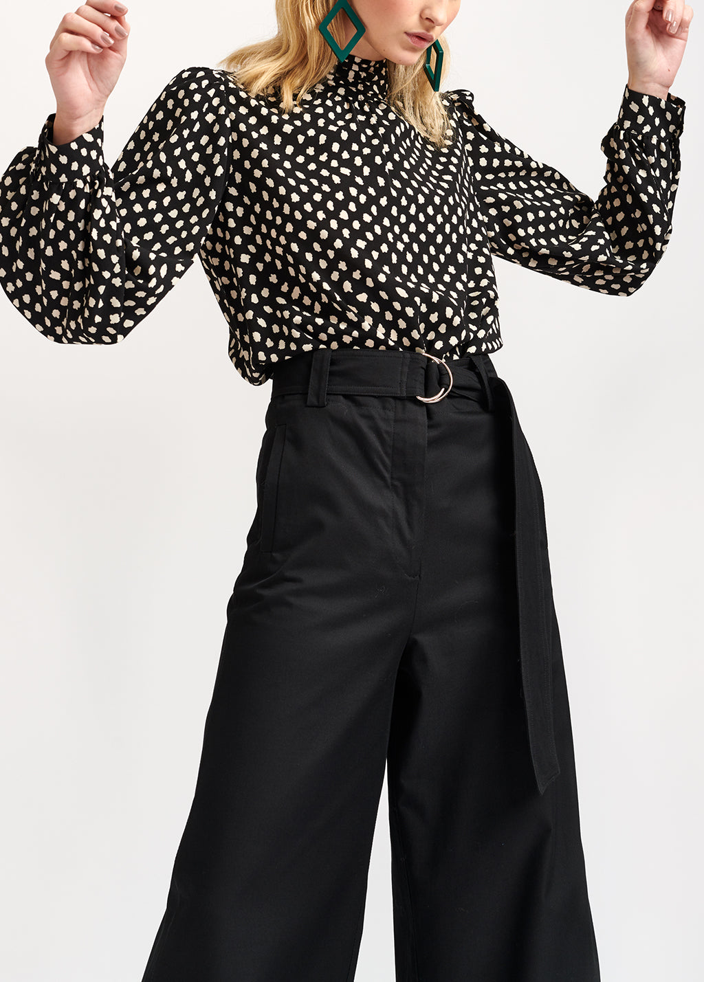 Black polka dot turtleneck top RE—SSENTIEL | Essentiel second hand