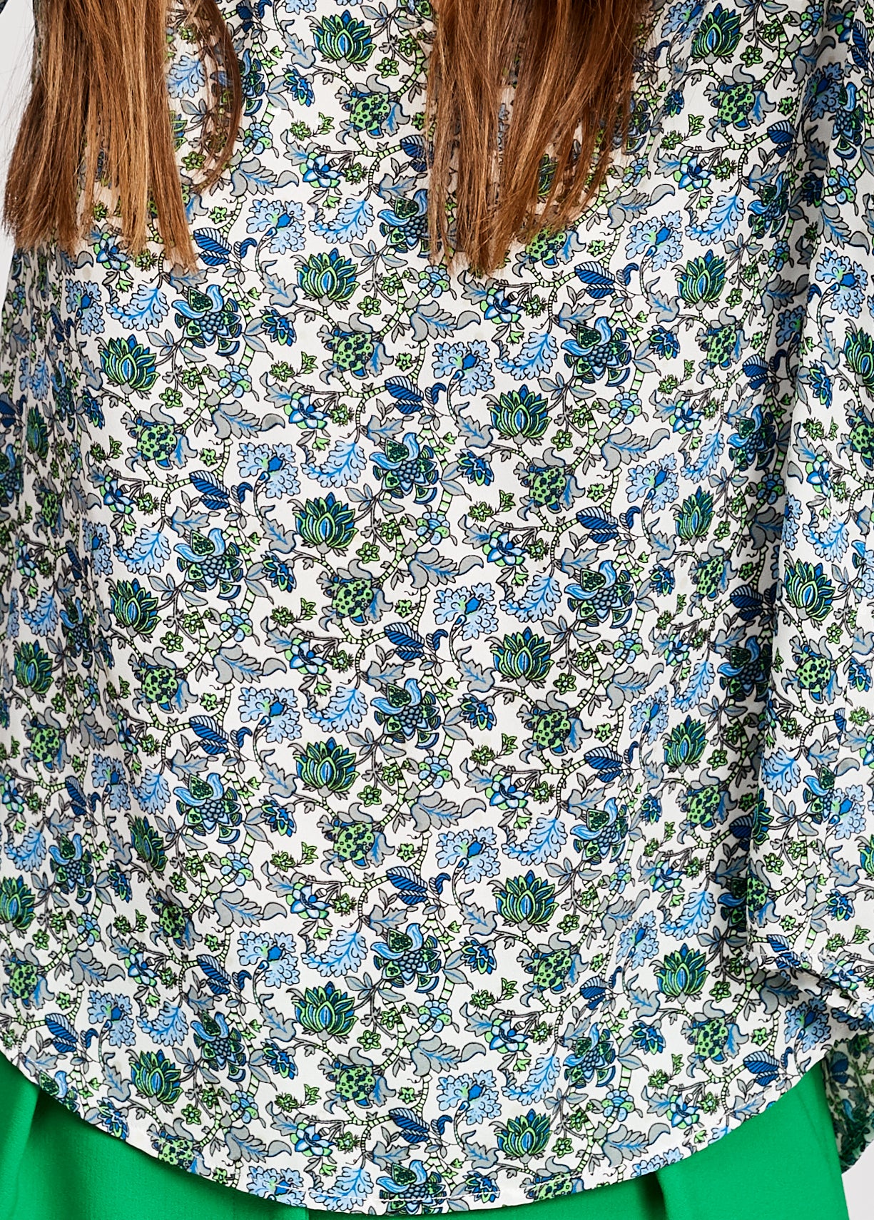 White top with blue floral print and rhinestones RE—SSENTIEL | Essentiel second hand