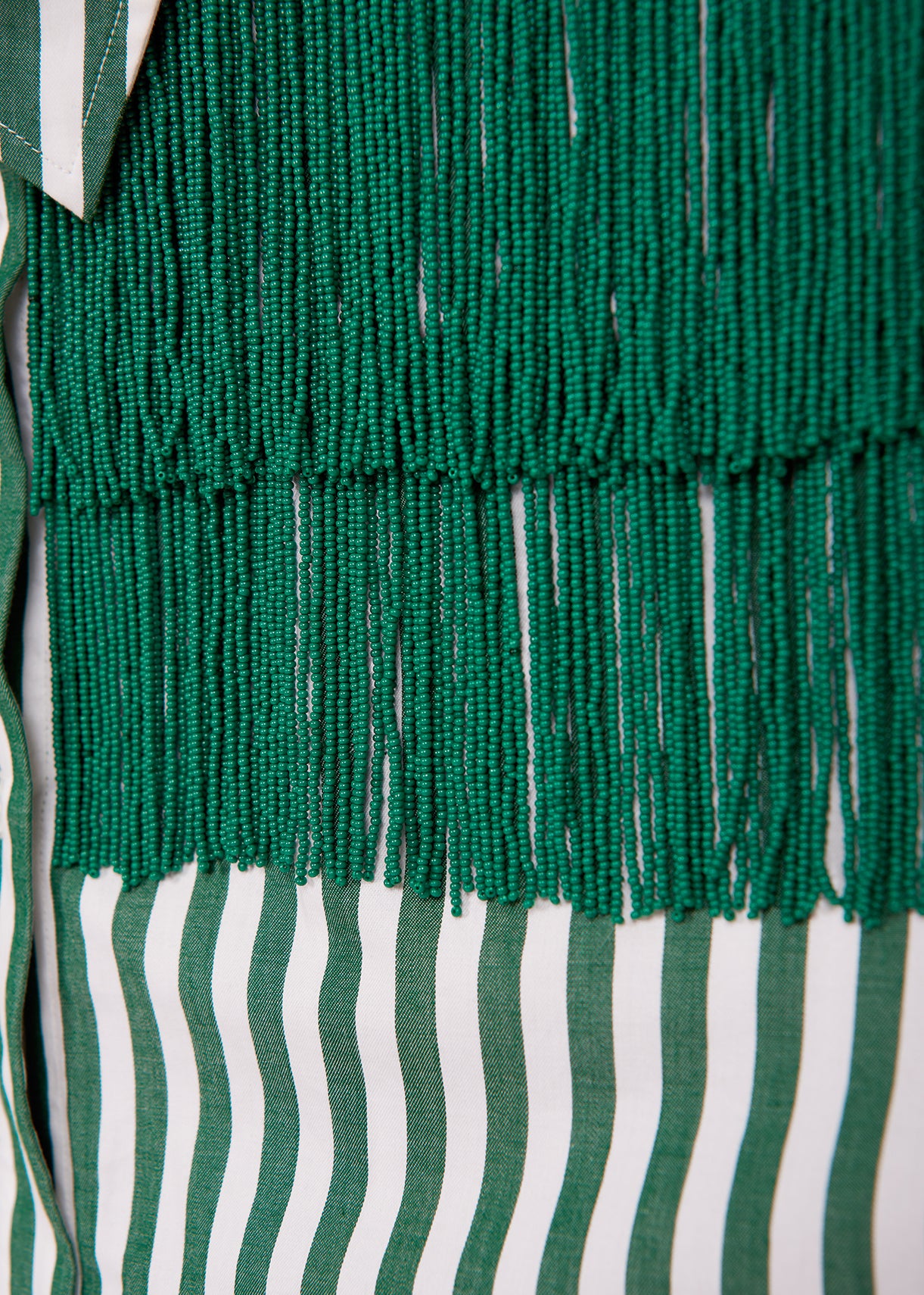 White and green striped shirt with beaded fringes RE—SSENTIEL | Essentiel second hand