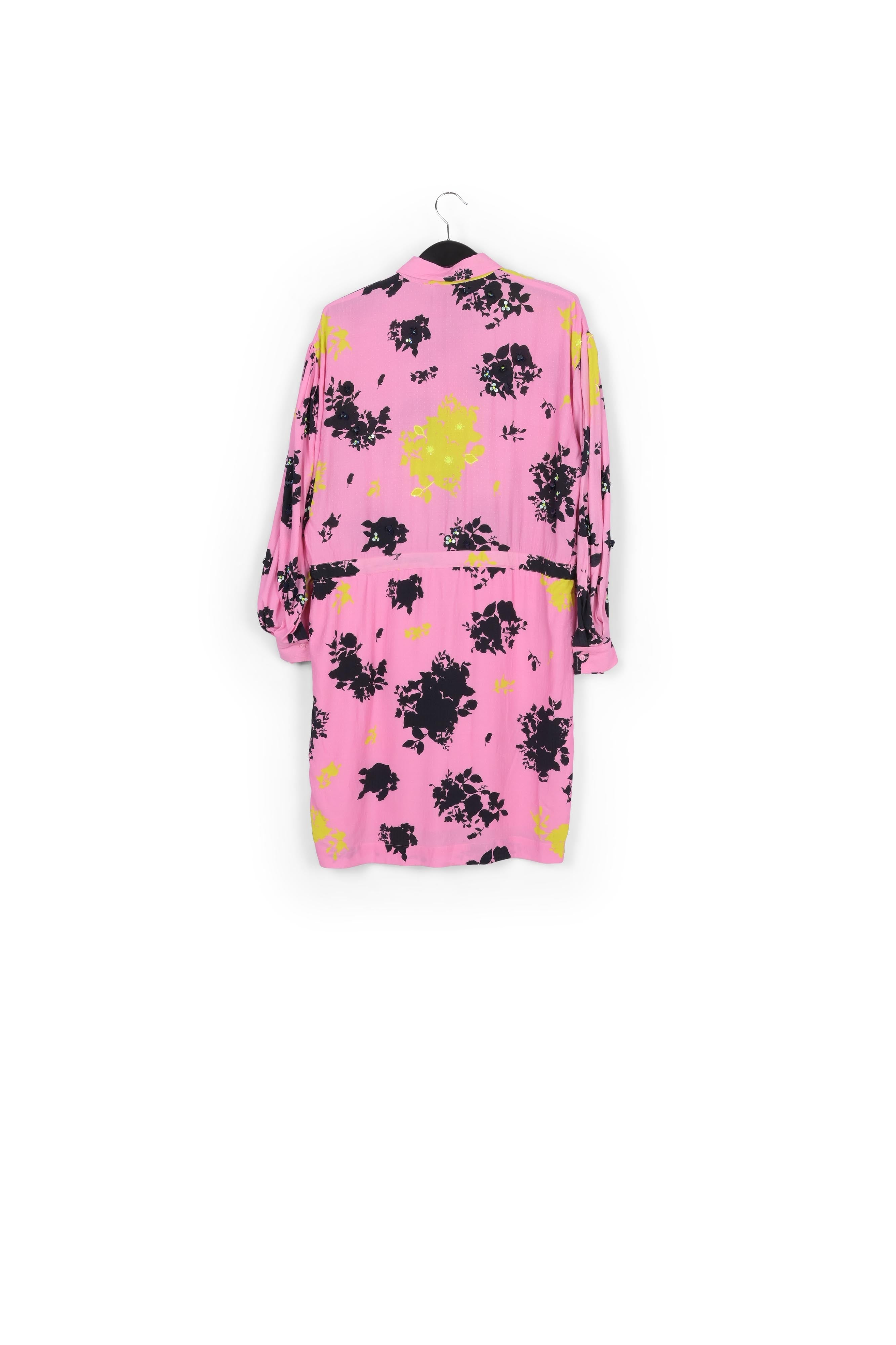 Pink, black and yellow floral print mini dress RE—SSENTIEL | Essentiel second hand