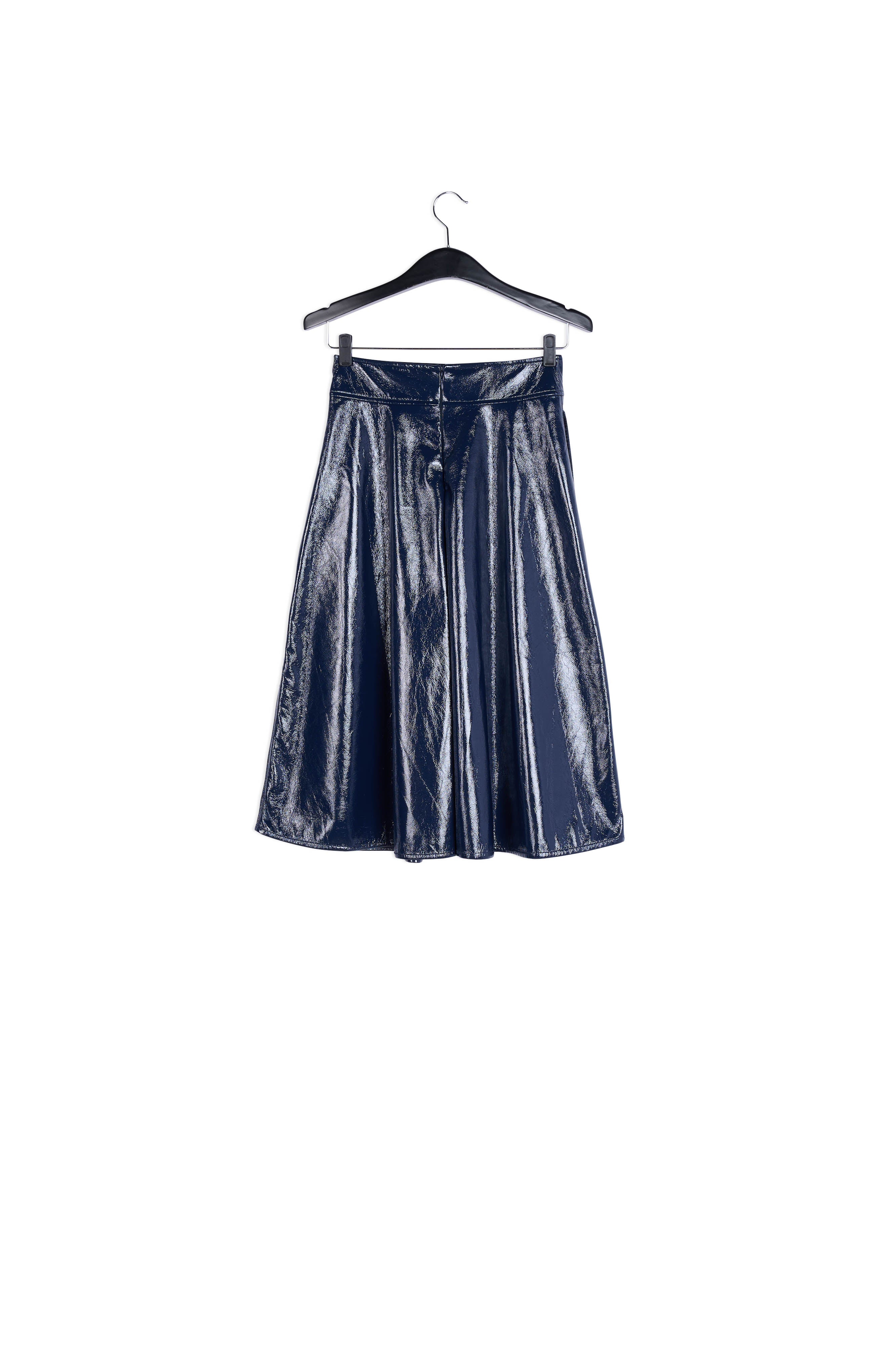 Dark blue faux leather A-line skirt RE—SSENTIEL | Essentiel second hand