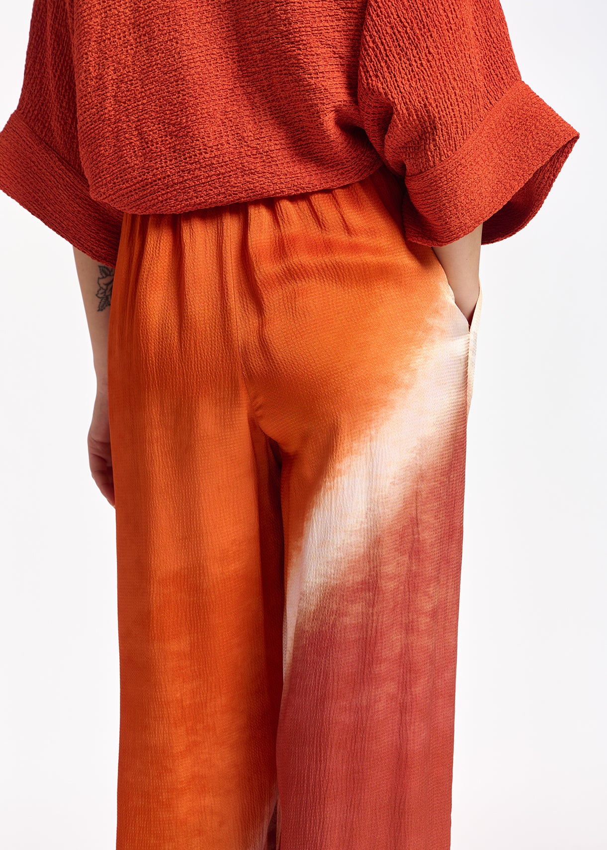 Orange wide-leg tie-dye pants RE—SSENTIEL | Essentiel second hand