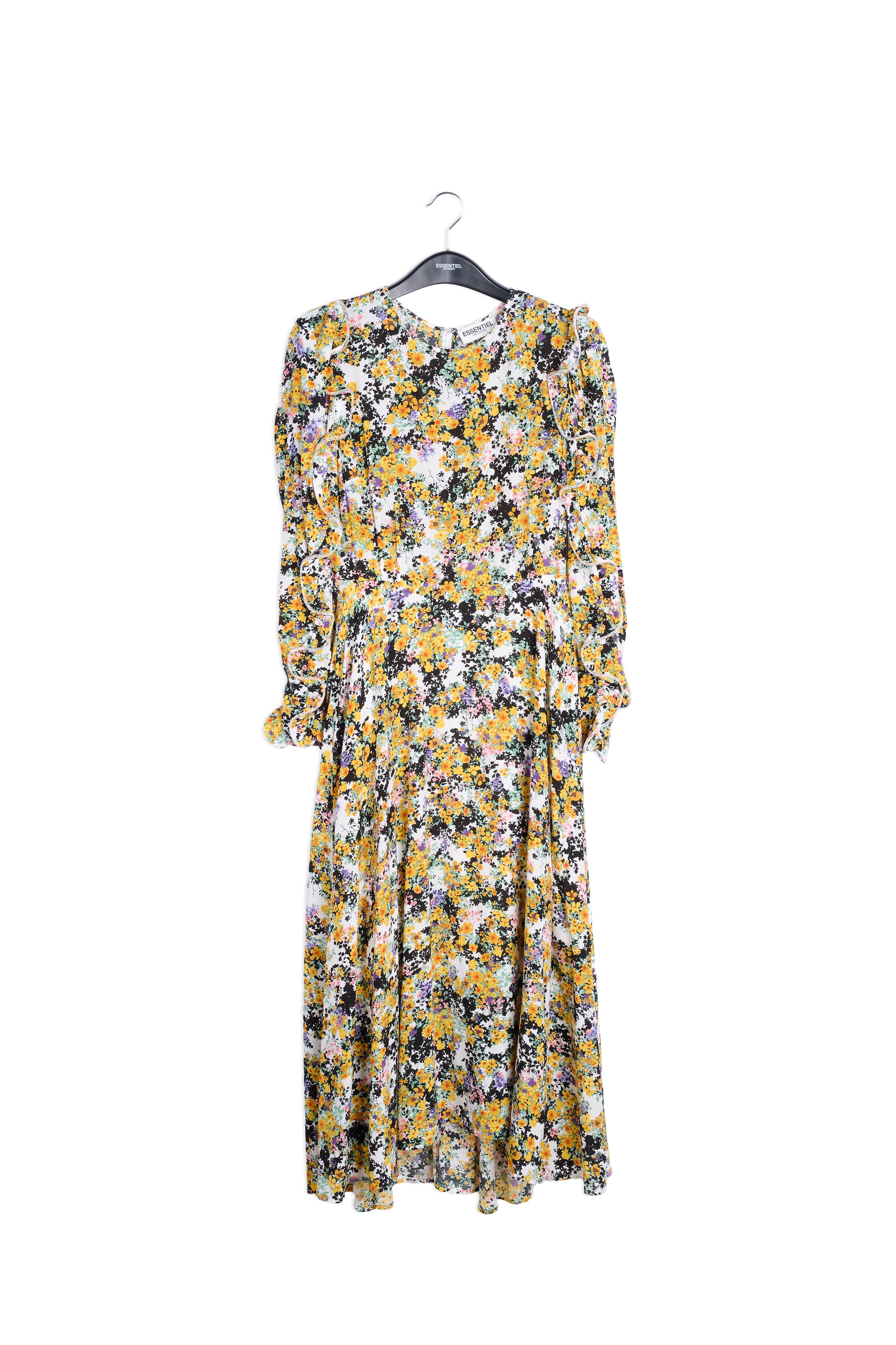 Off-white ruffled floral-print maxi dress RE—SSENTIEL | Essentiel second hand