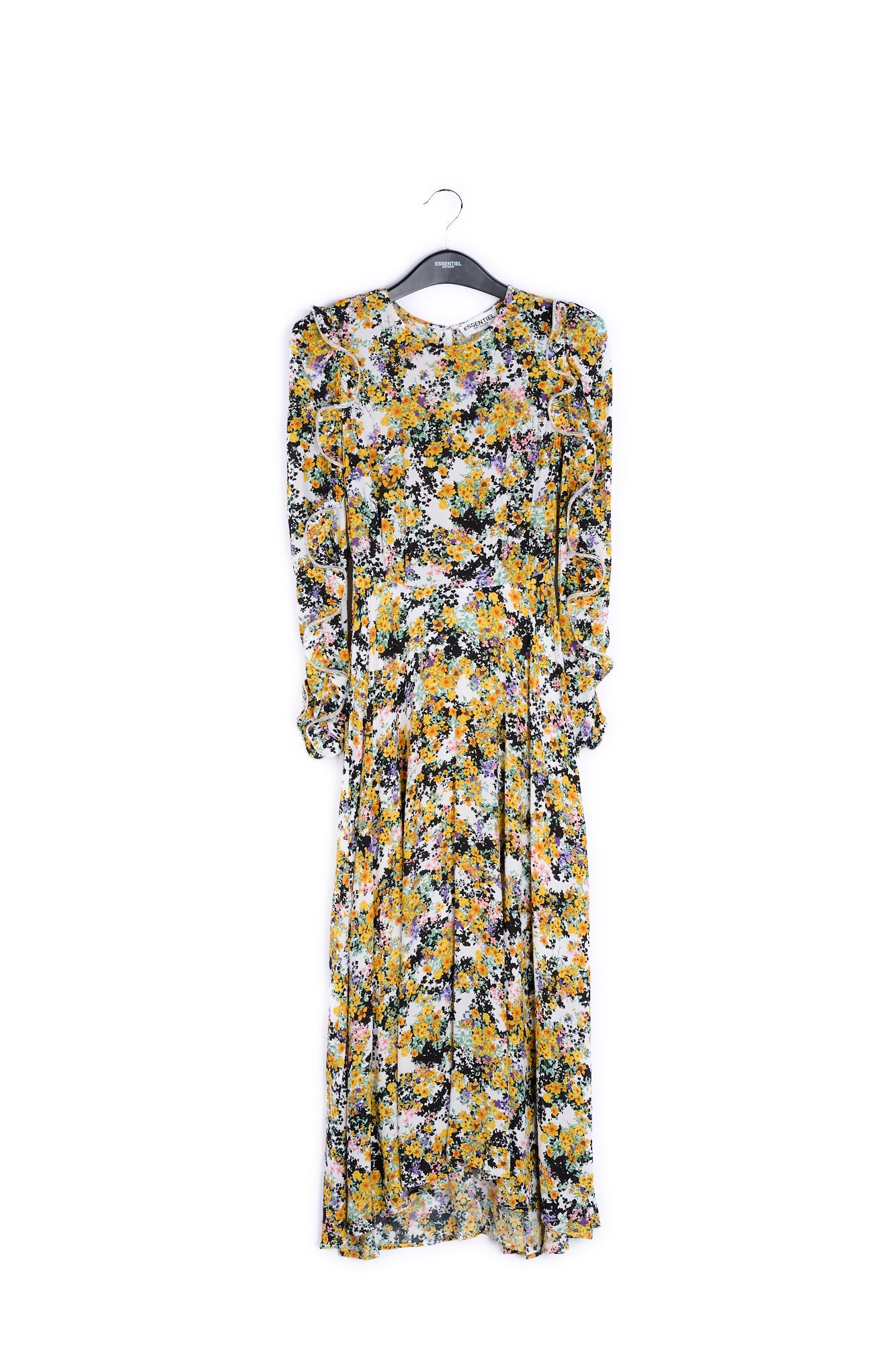 Off-white ruffled floral-print maxi dress RE—SSENTIEL | Essentiel second hand