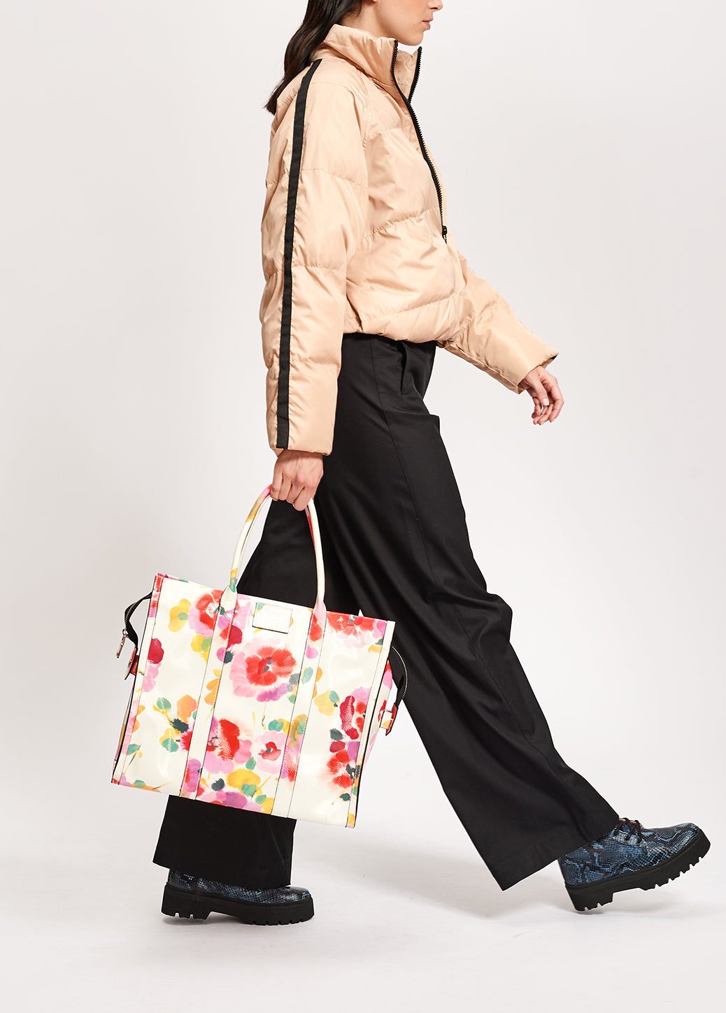 Large off-white floral tote bag RE—SSENTIEL | Essentiel second hand