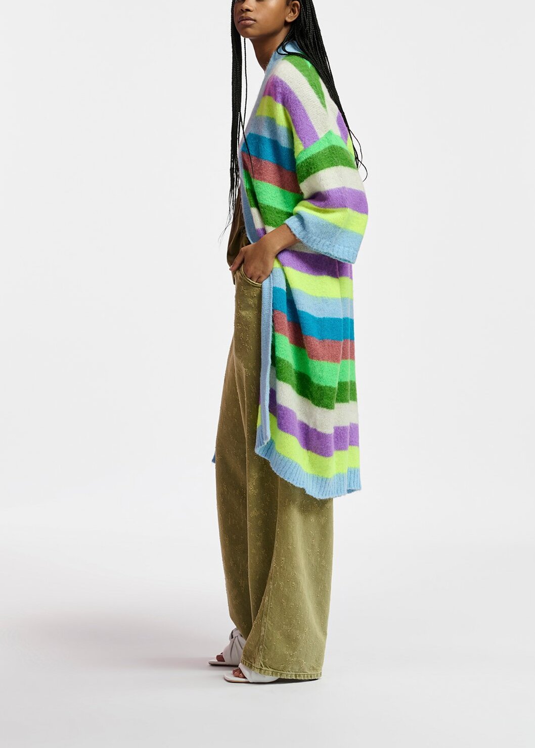 Cardigan mi-long à  rayures multicolores RE—SSENTIEL | Essentiel second hand