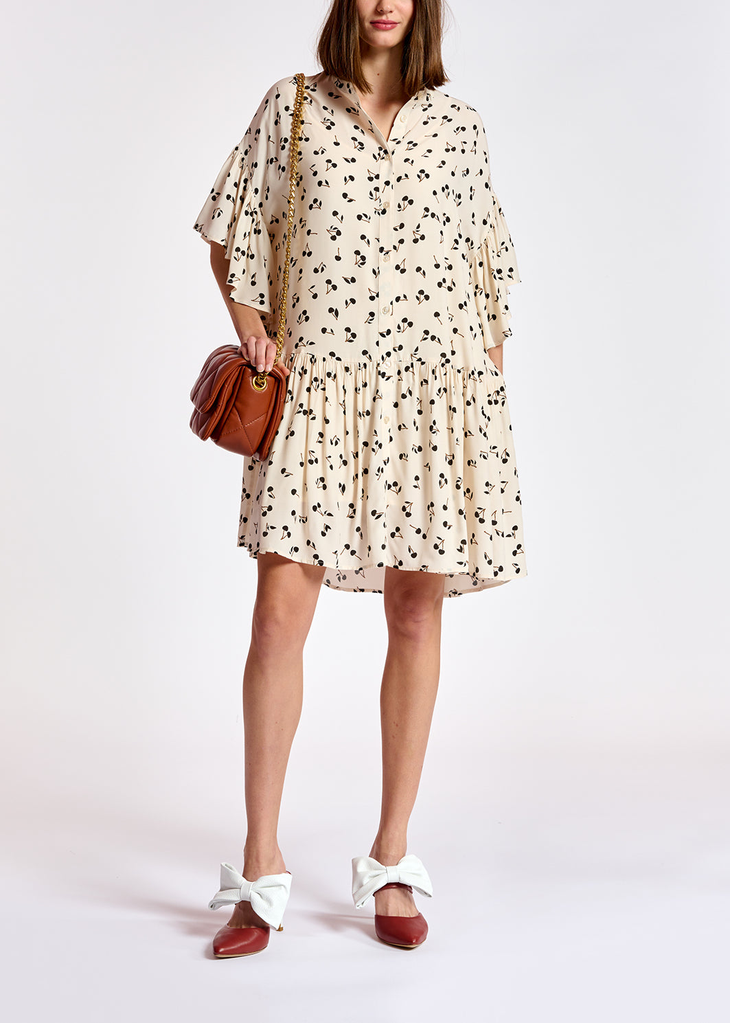 Mini robe blanc cassé à imprimé cerises RE—SSENTIEL | Essentiel second hand