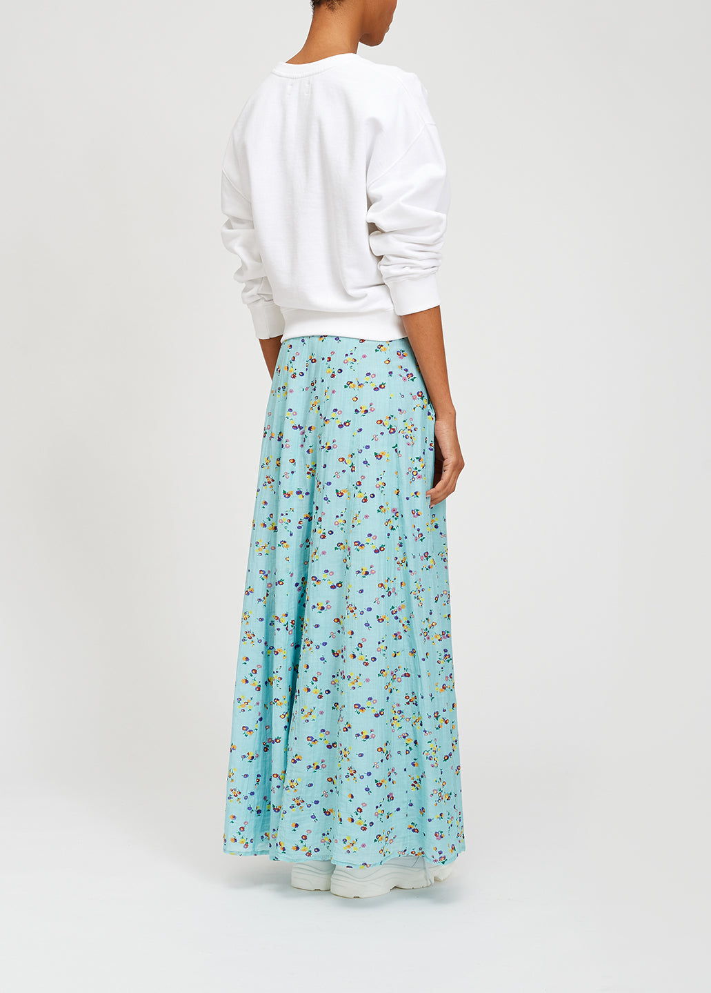 Light blue floral midi skirt RE—SSENTIEL | Essentiel second hand