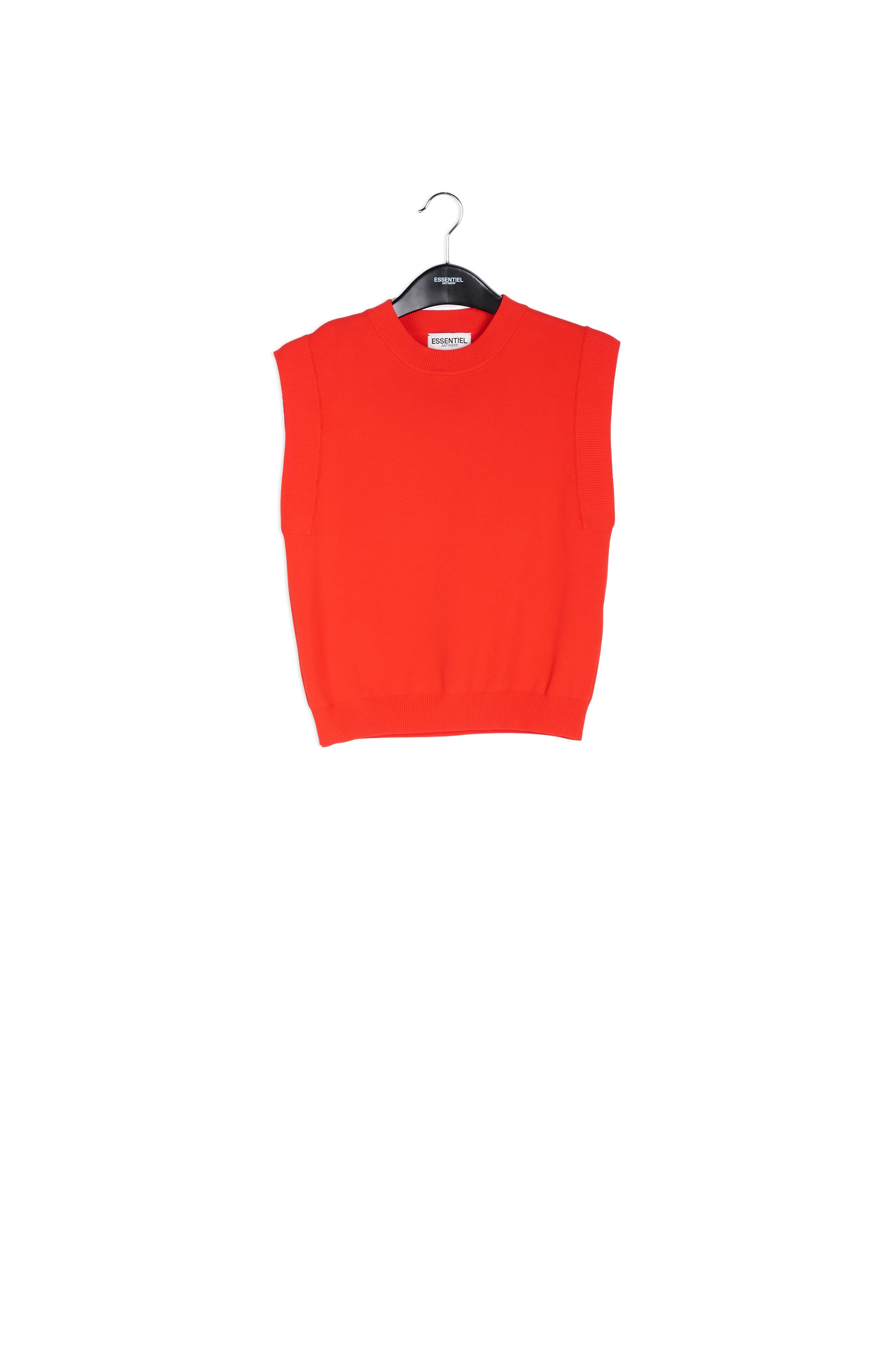 Red sleeveless knitted top RE—SSENTIEL | Essentiel second hand