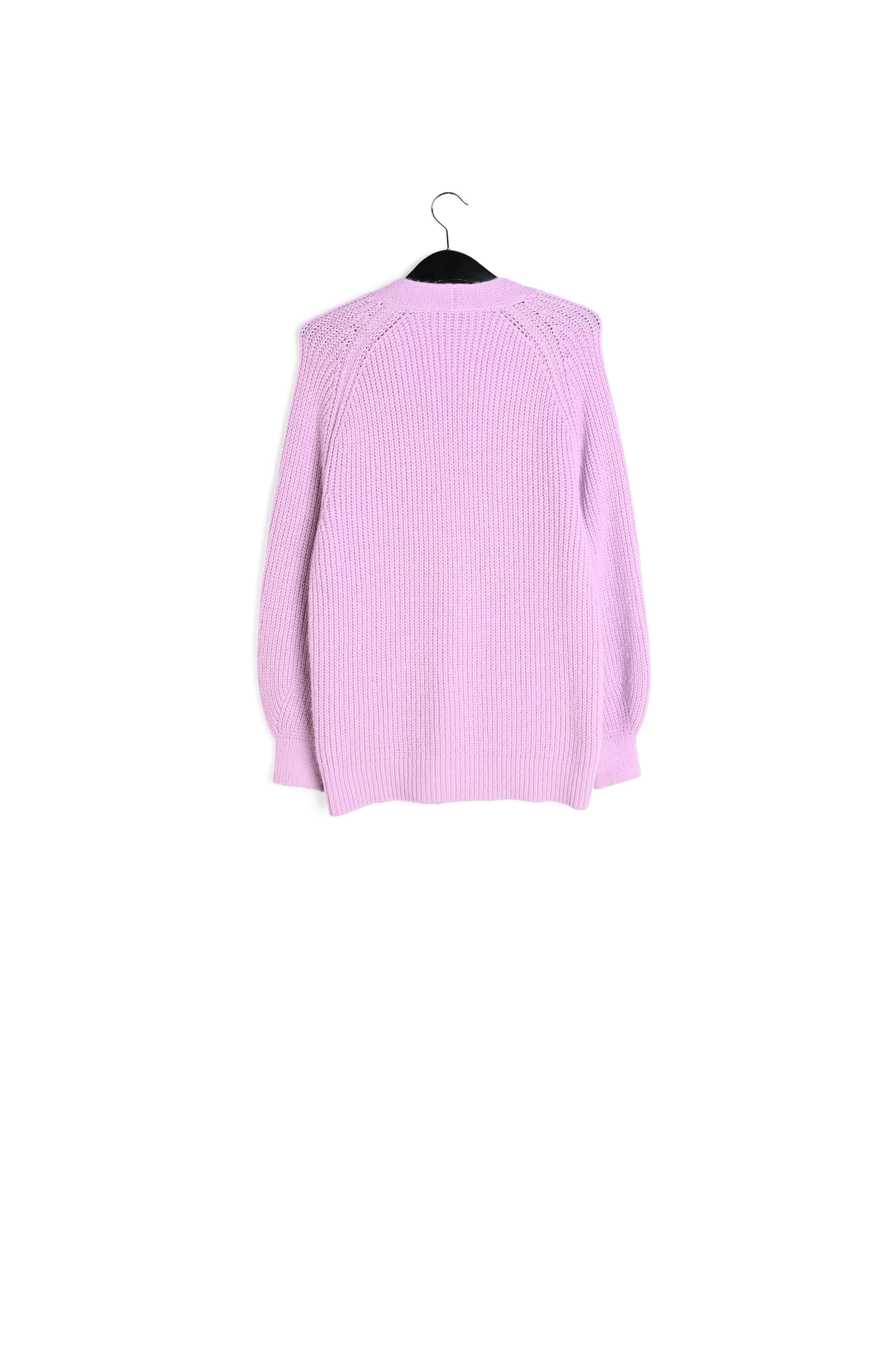 Dusty pink ribbed v-neck cardigan RE—SSENTIEL | Essentiel second hand