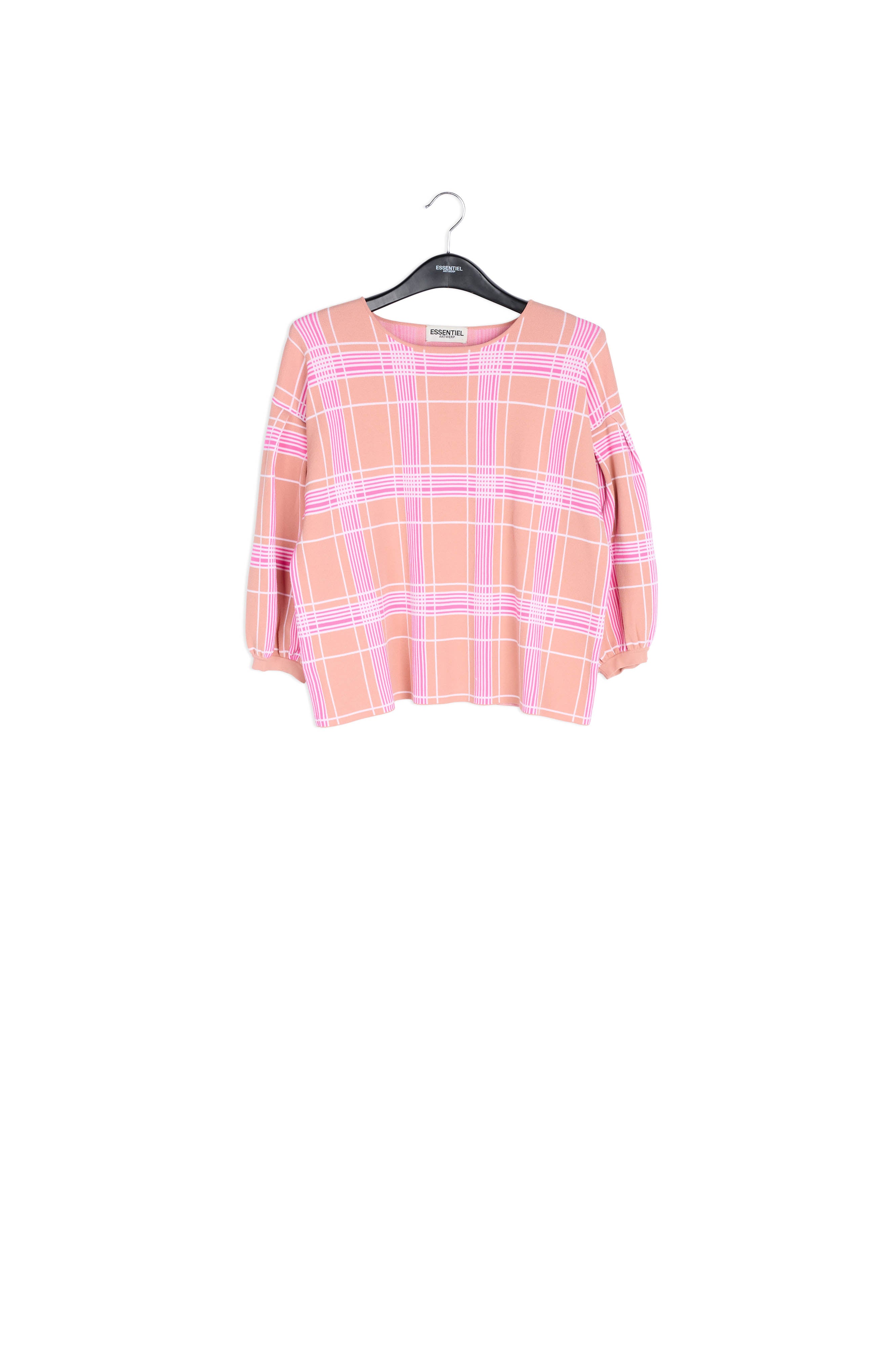 Top en tricot rose vintage à carreaux RE—SSENTIEL | Essentiel second hand