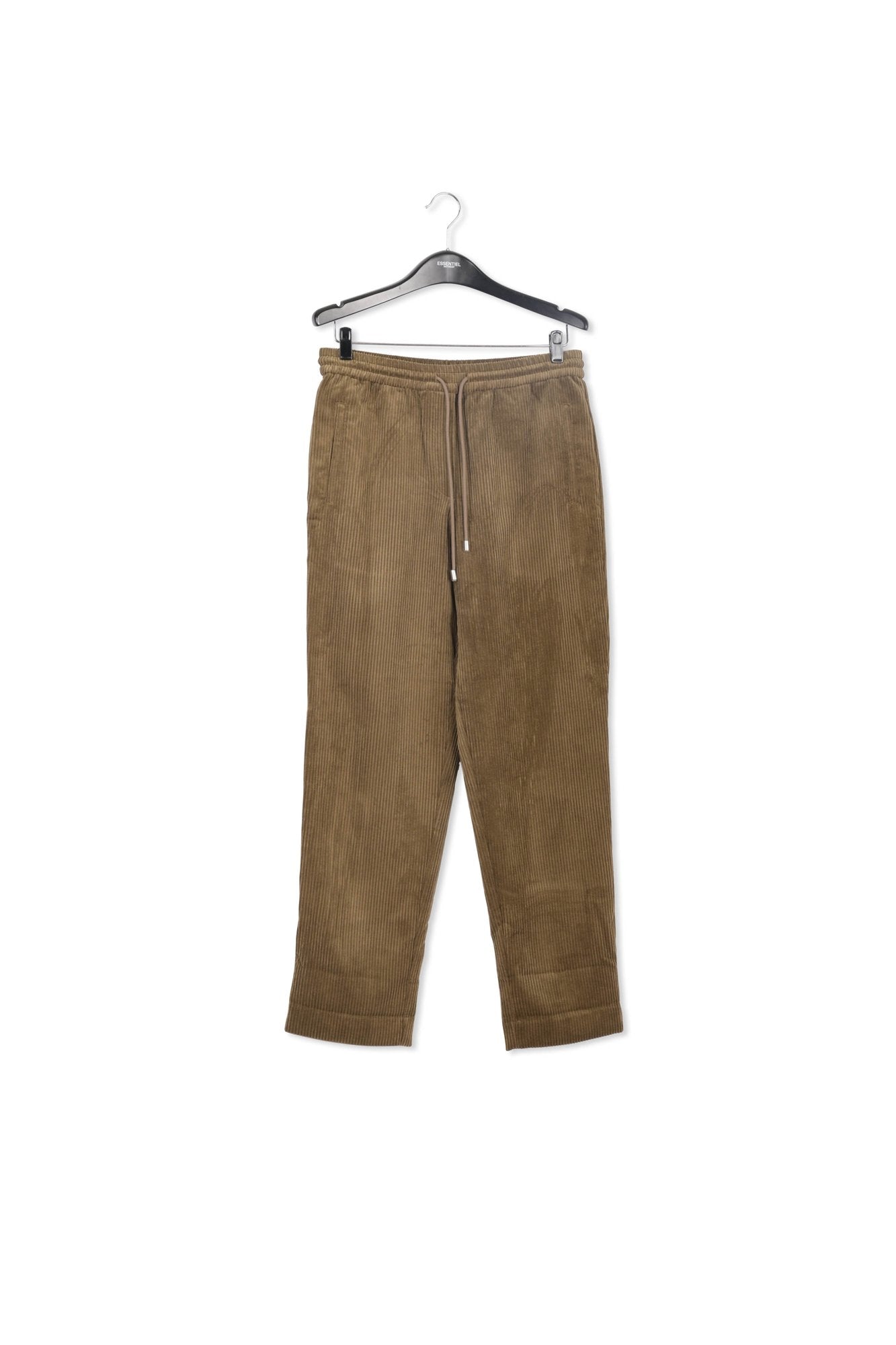 Taps toelopende broek in kaki fluweel RE—SSENTIEL | Essentiel second hand