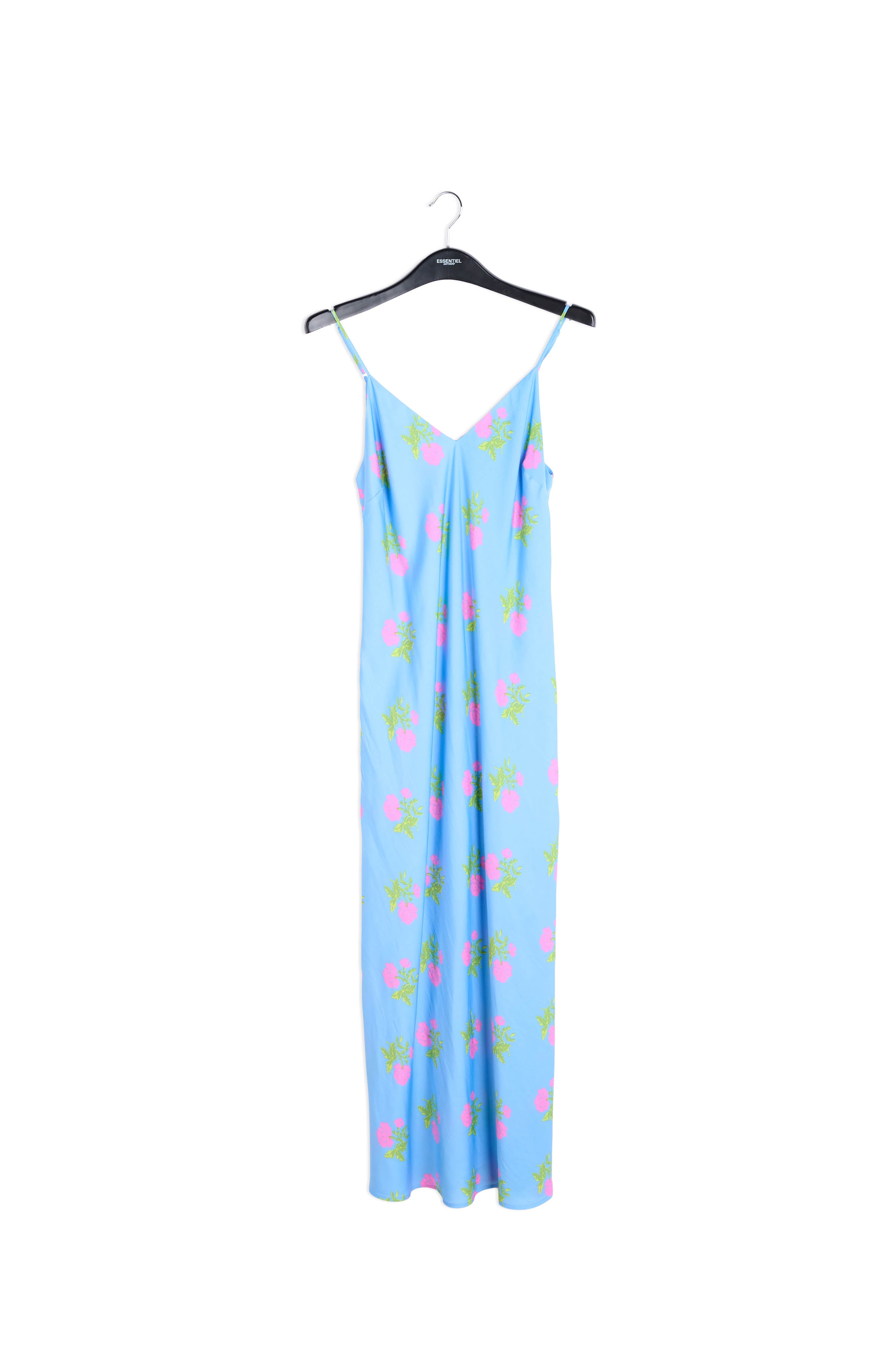 Blue floral print maxi slip dress RE—SSENTIEL | Essentiel second hand