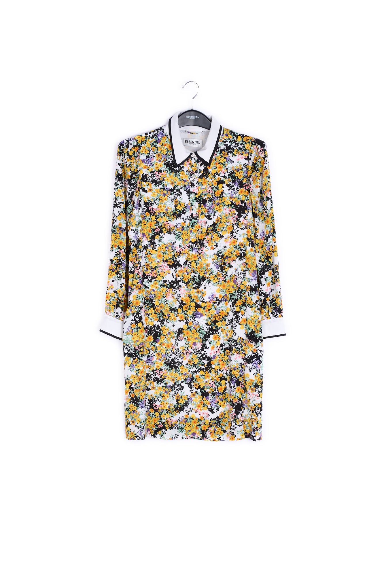 Off-white floral mini shirtdress RE—SSENTIEL | Essentiel second hand