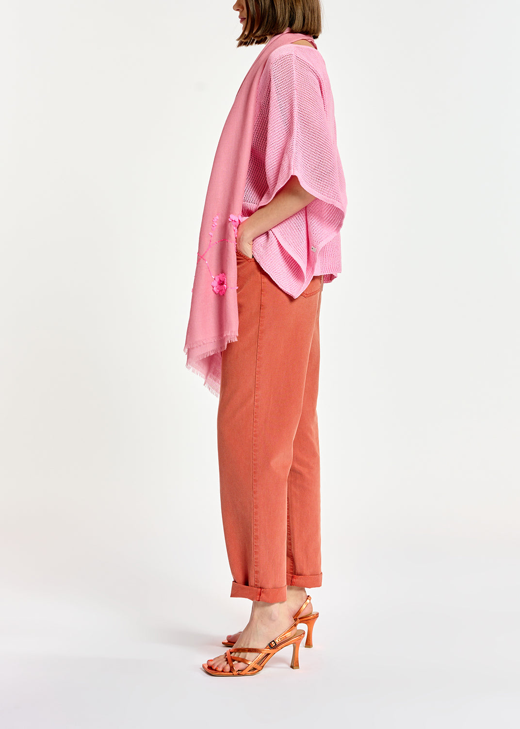 Jean fuselé orange foncé à taille haute RE—SSENTIEL | Essentiel second hand