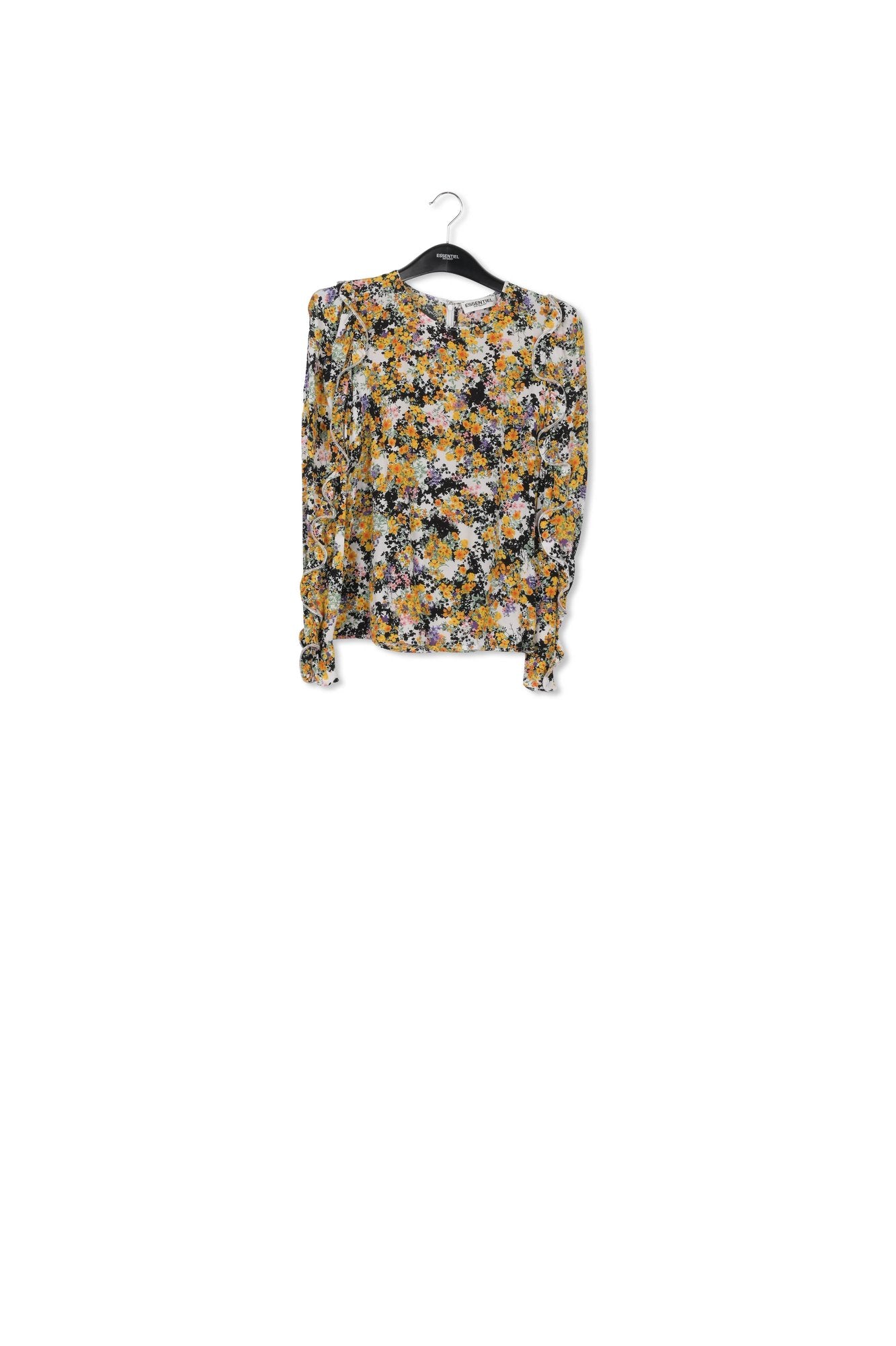 Off-white ruffled floral-print top RE—SSENTIEL | Essentiel second hand