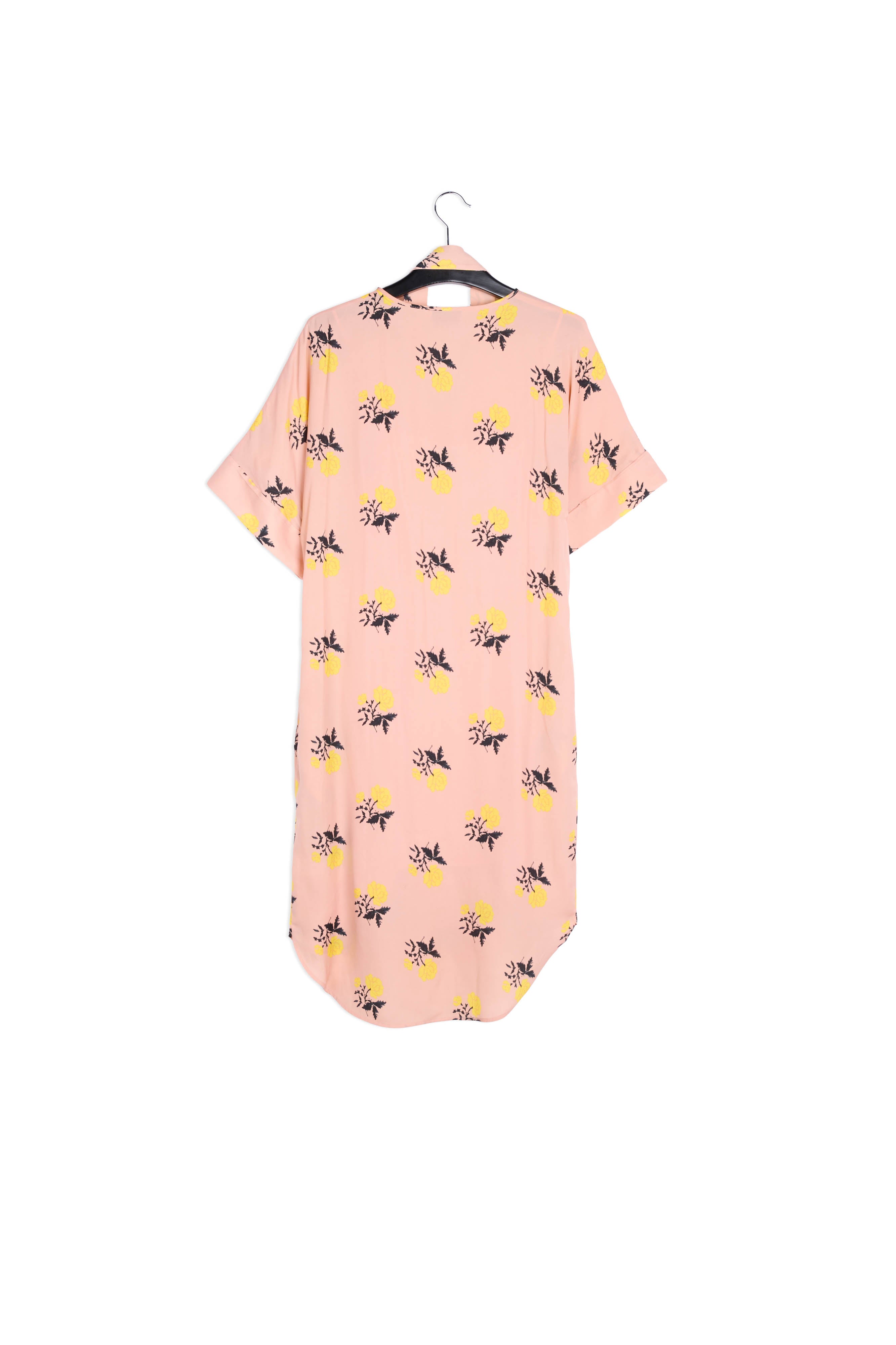 Peach floral print dress with curved hem RE—SSENTIEL | Essentiel second hand