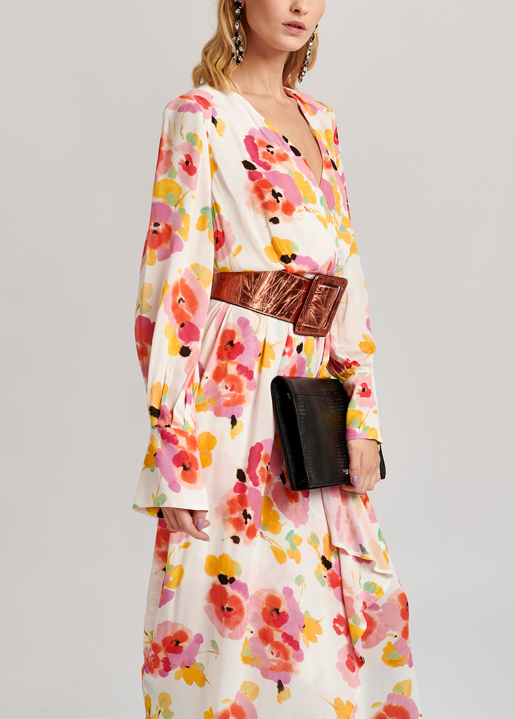 Robe midi blanc cassé à imprimé floral RE—SSENTIEL | Essentiel second hand