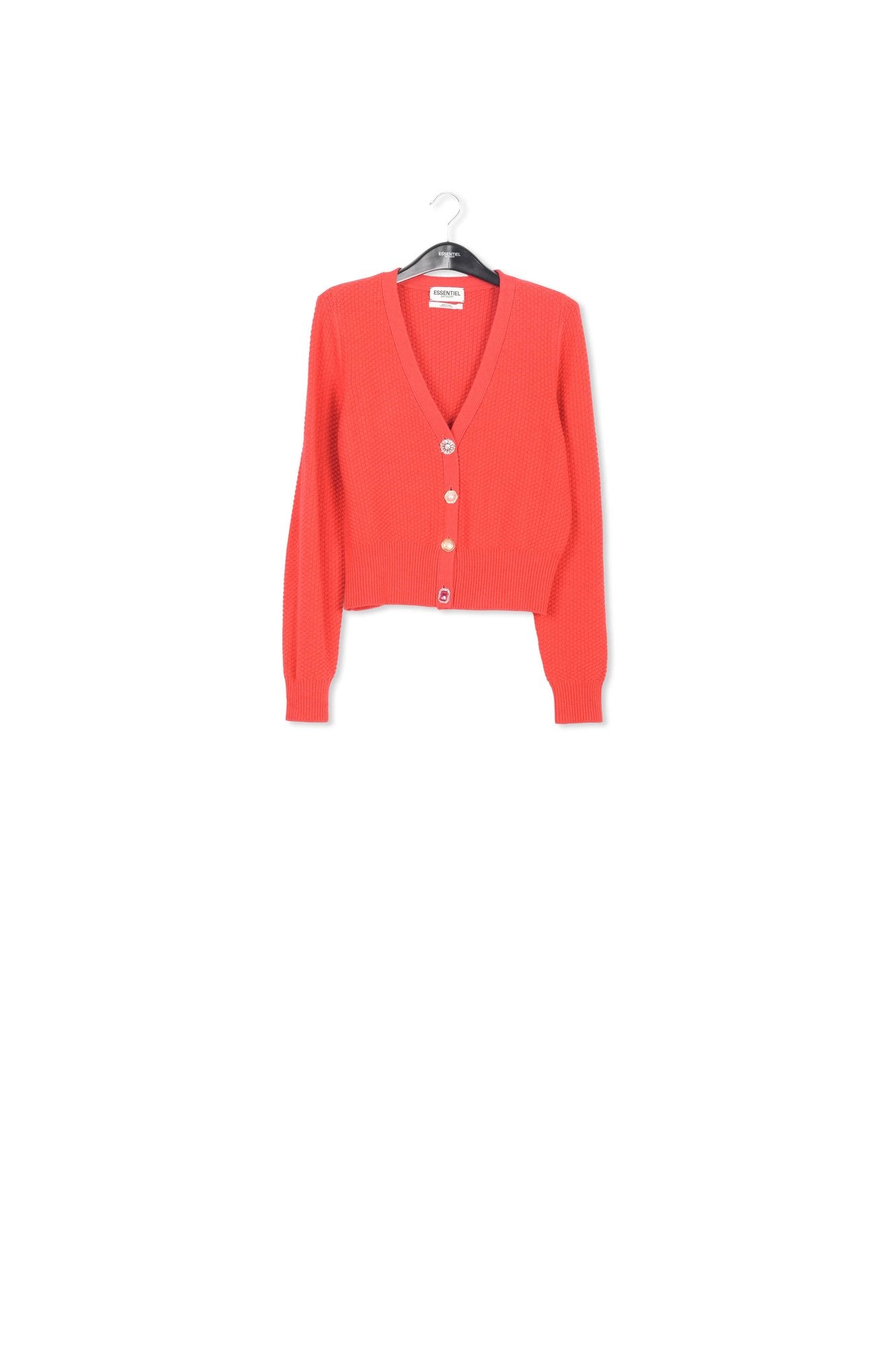 Red embellished V-neck cardigan RE—SSENTIEL | Essentiel second hand