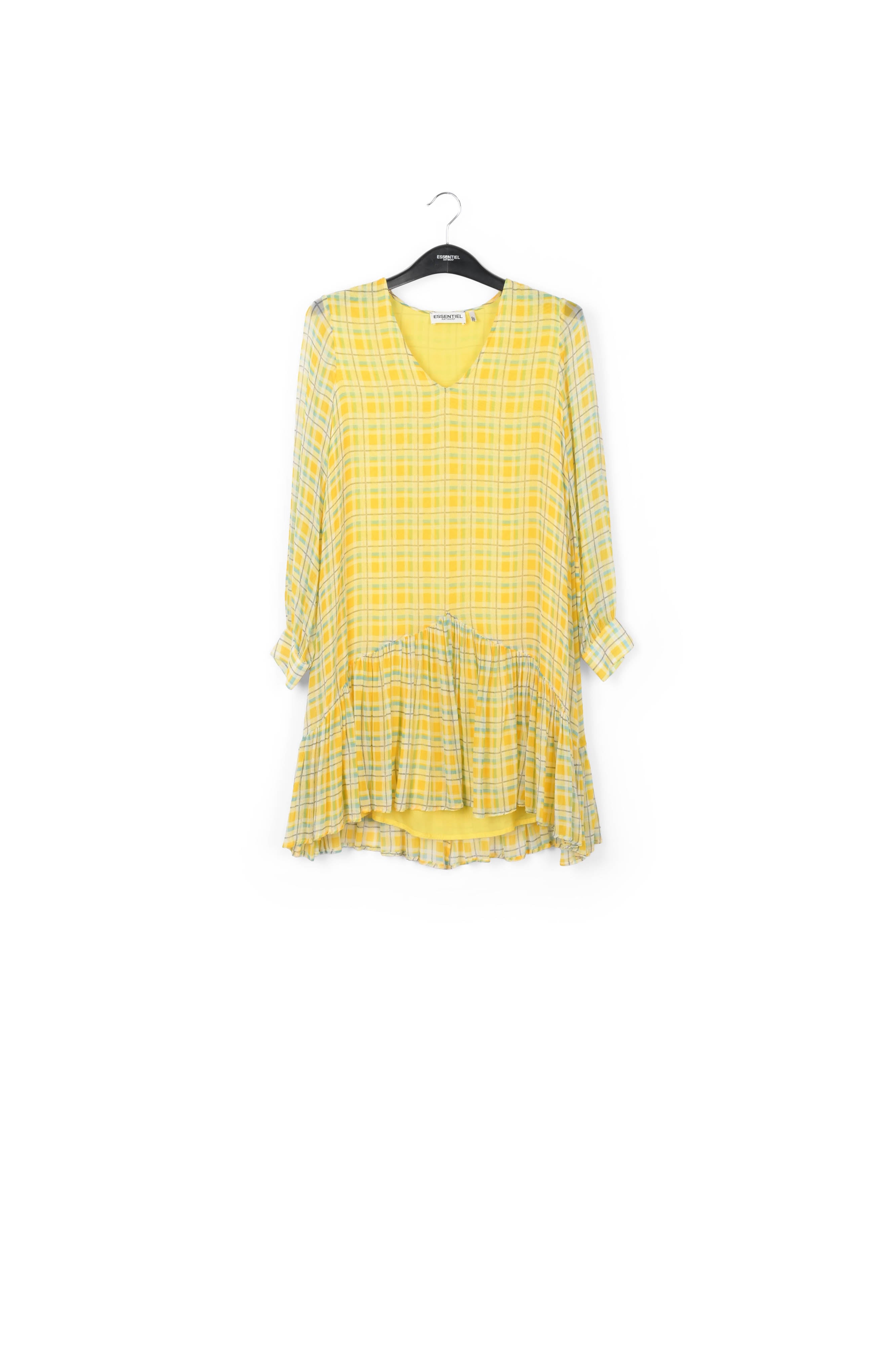 Yellow and light blue check mini dress RE—SSENTIEL | Essentiel second hand