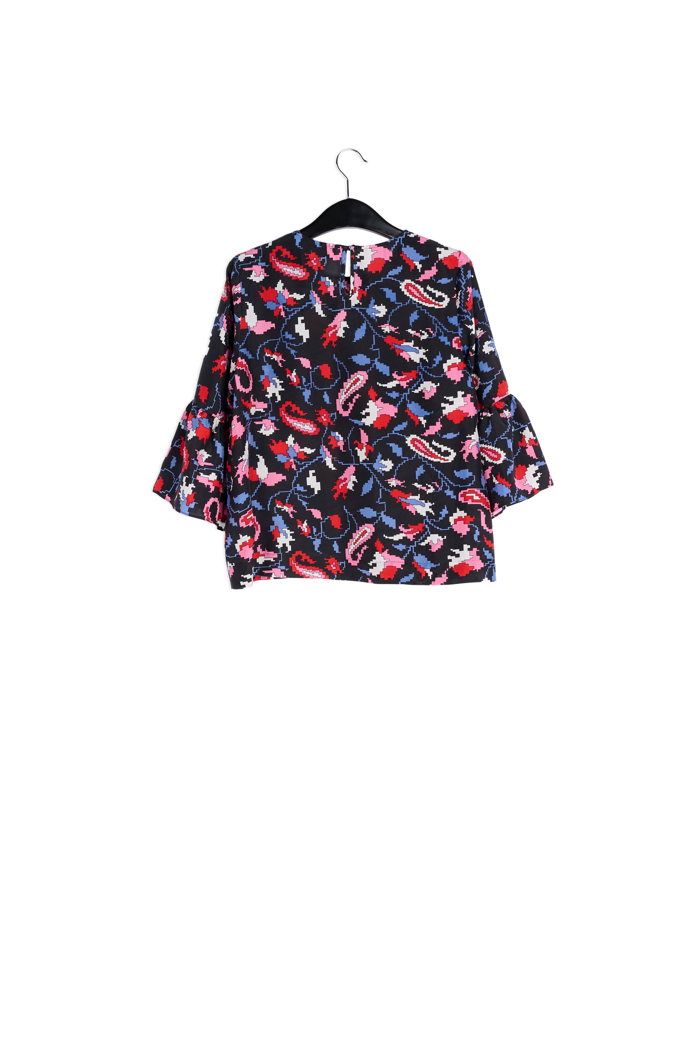 Blue silk Blouse with flower print RE—SSENTIEL | Essentiel second hand