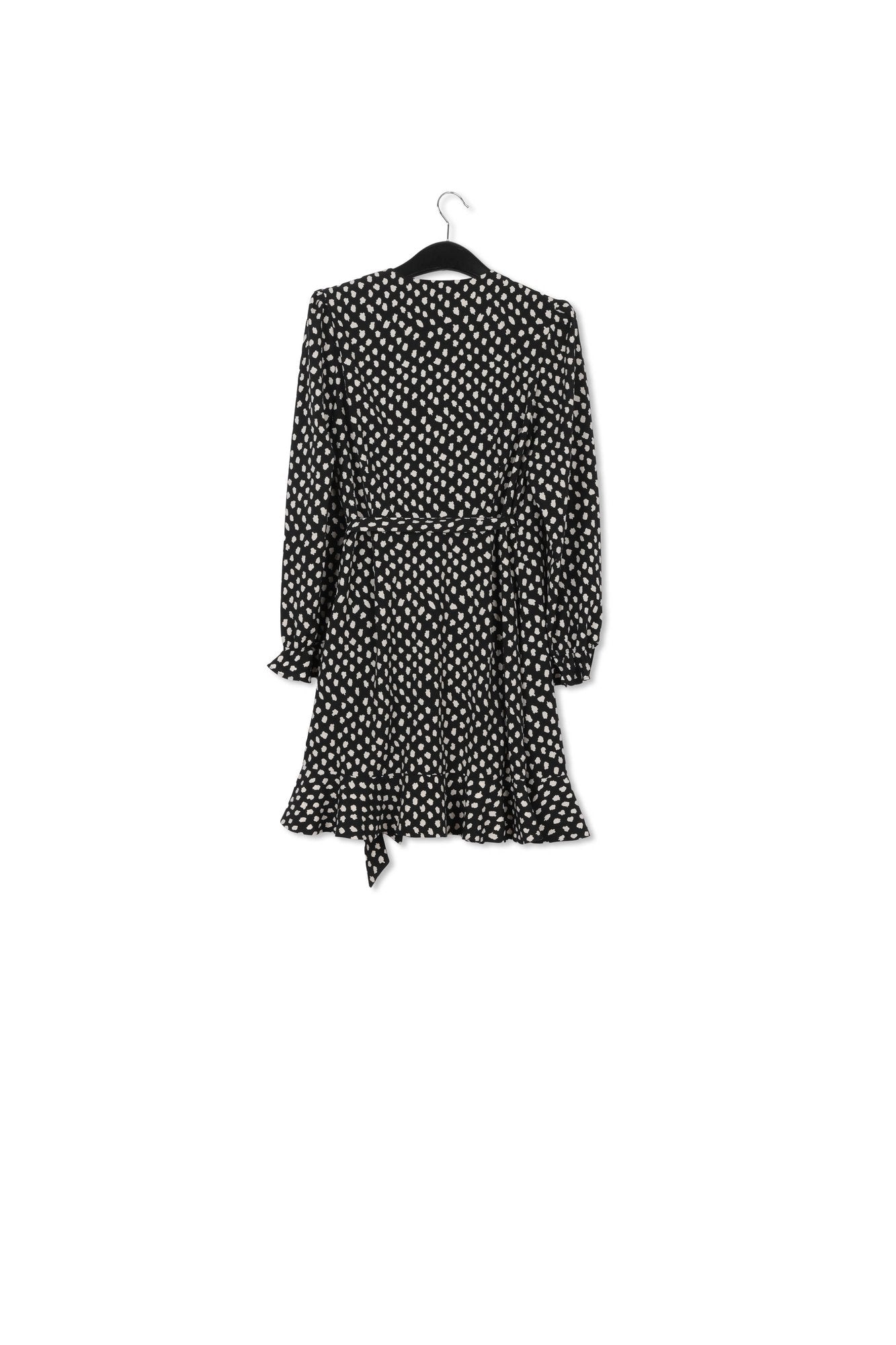 Black polka dot wrap mini dress RE—SSENTIEL | Essentiel second hand
