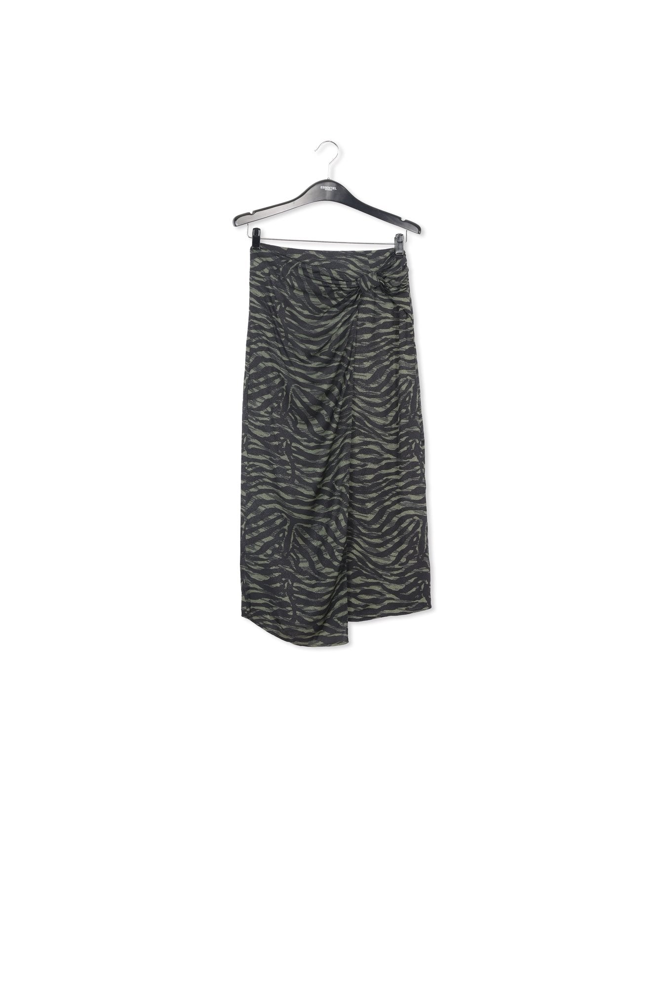 Khaki and black wrap effect long pencil skirt RE—SSENTIEL | Essentiel second hand