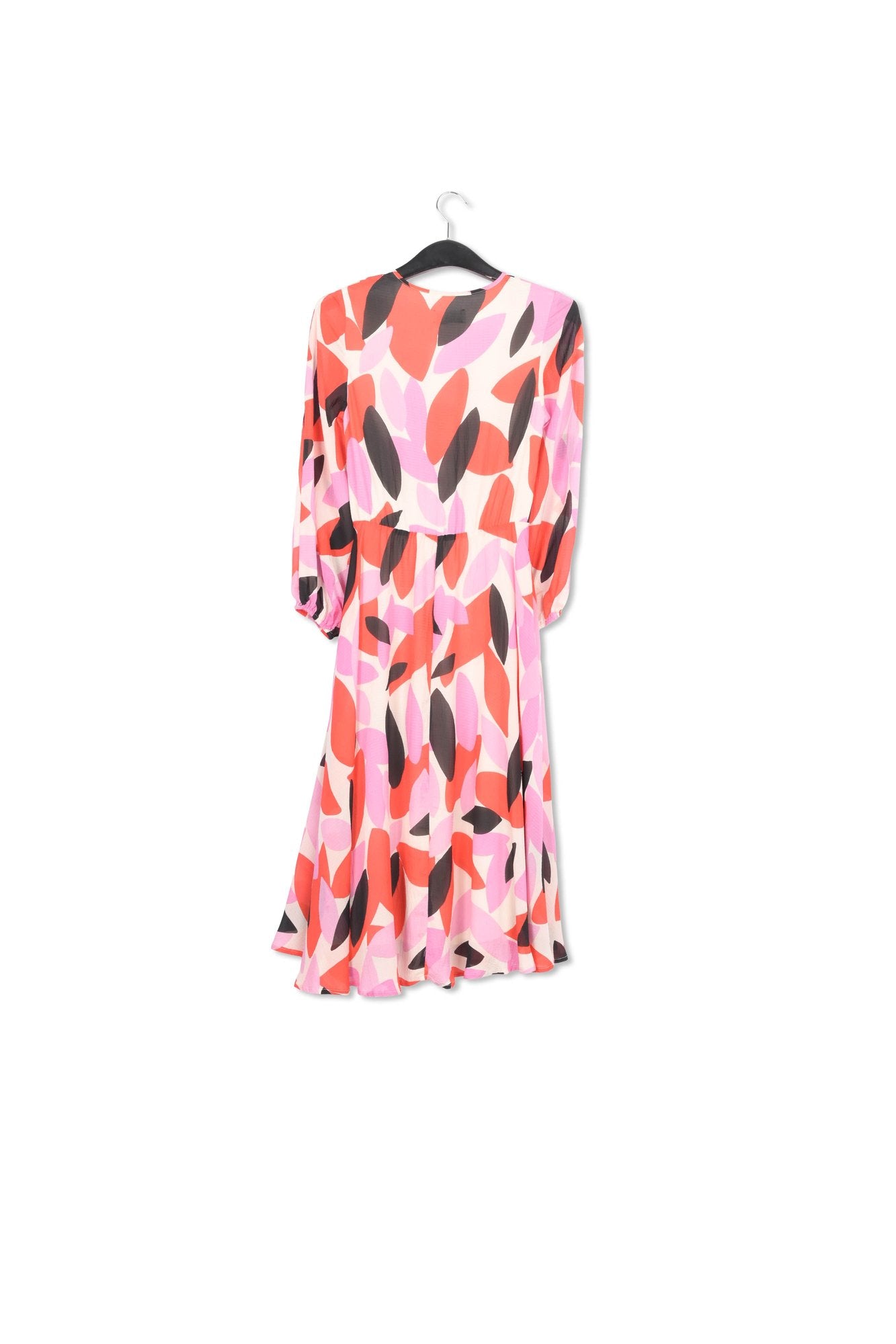 Off-white, red and pink abstract print midi-length dress RE—SSENTIEL | Essentiel second hand