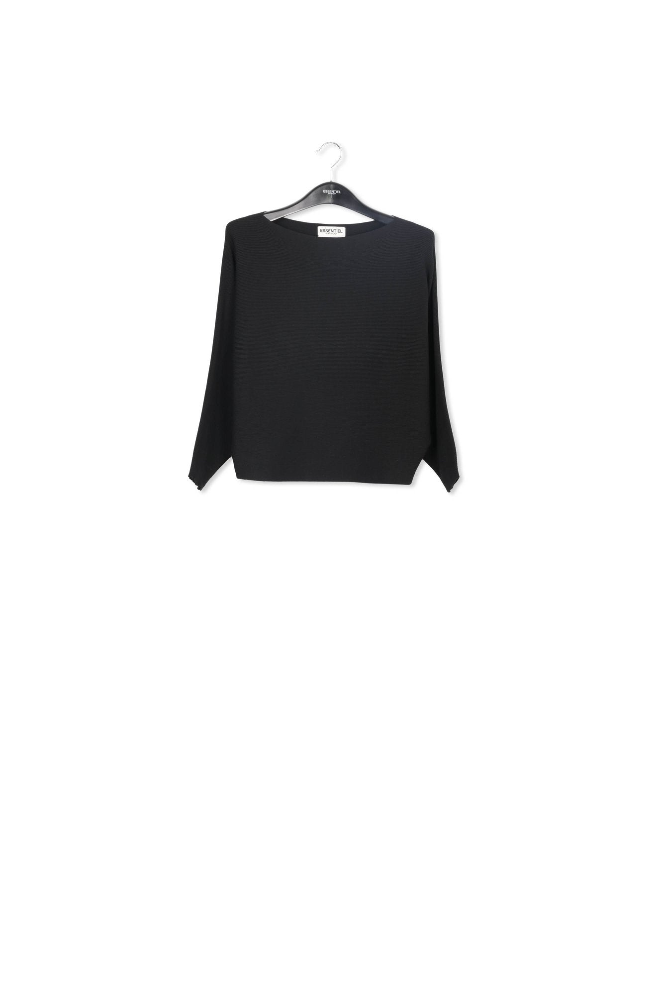 Black ribbed boat neck sweater RE—SSENTIEL | Essentiel second hand