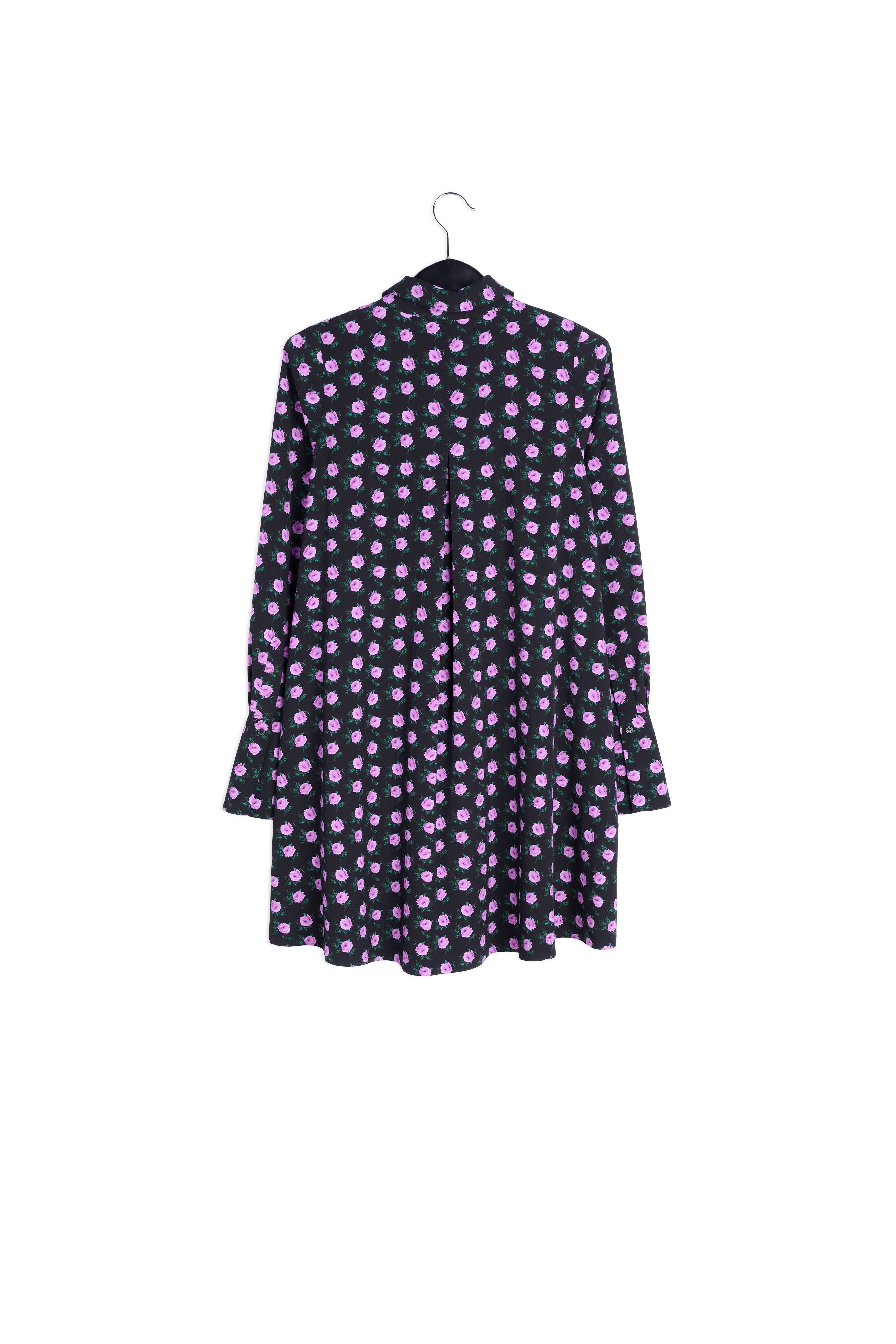 Zwarte a-lijn mini-jurk met bloemenprint RE—SSENTIEL | Essentiel second hand