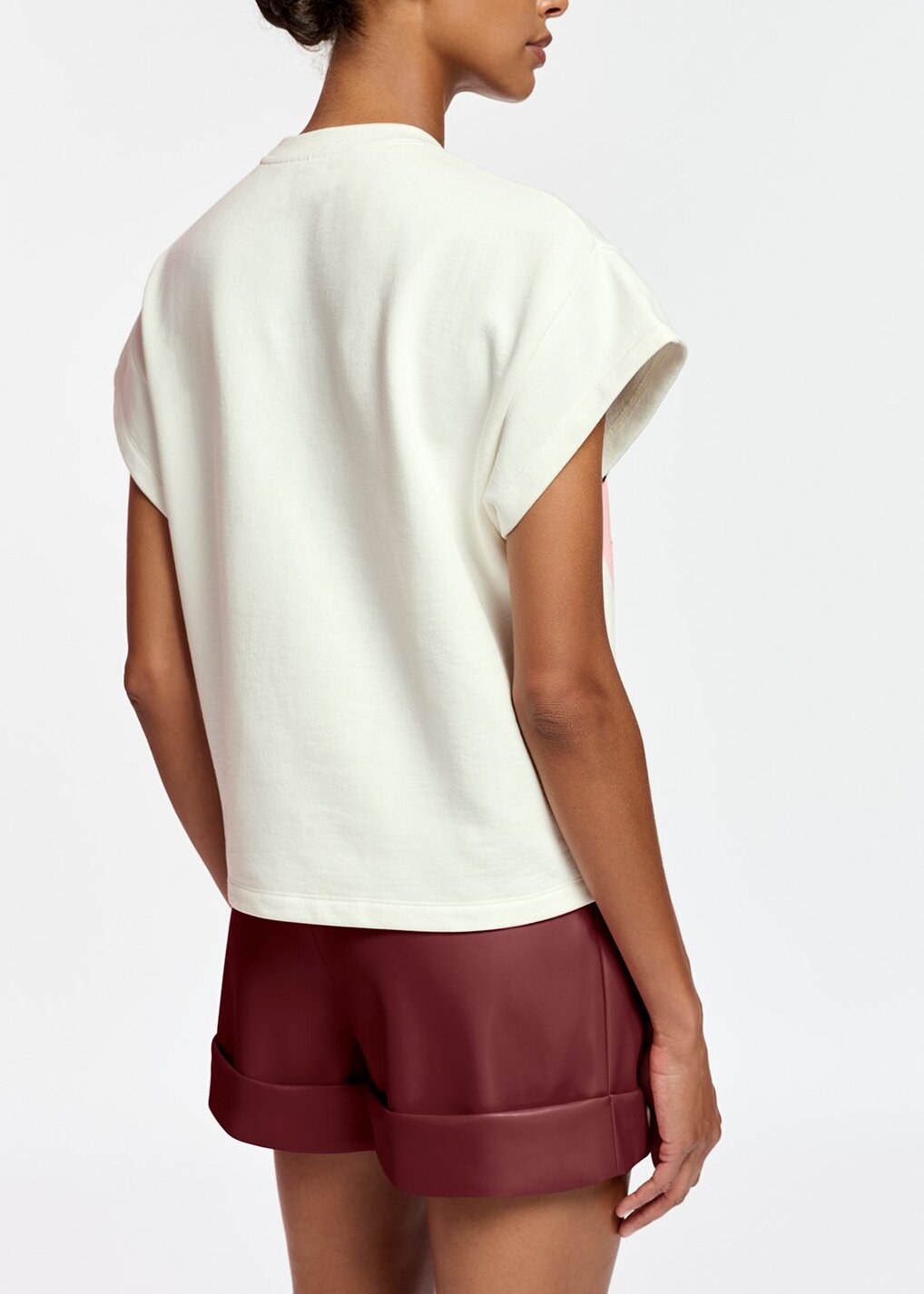 Multicolor striped short-sleeved sweatshirt with rhinestone embellishments RE—SSENTIEL | Essentiel second hand